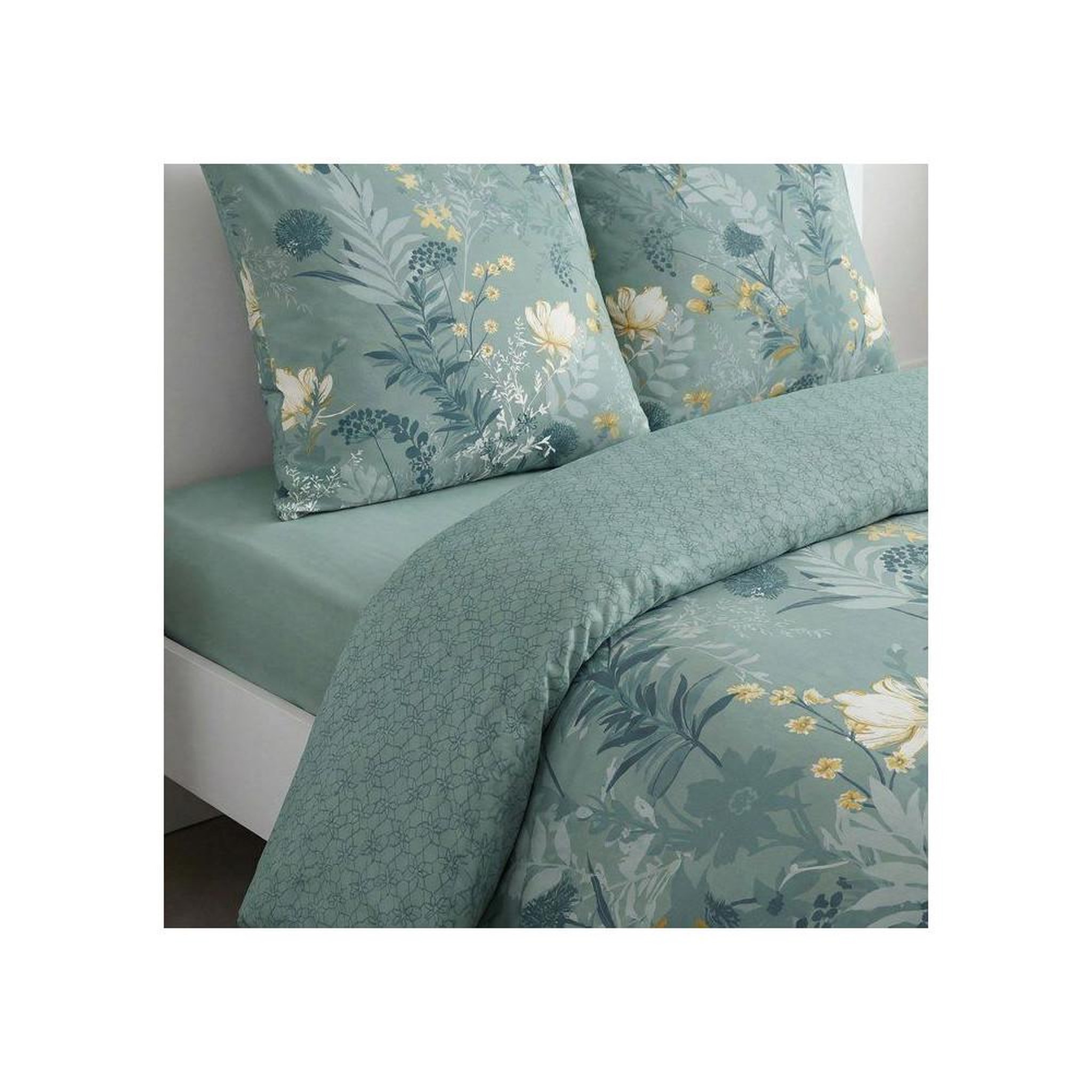 Voir la diapositive 2 : Today Parure housse de couette today sunshine réversible coton imprimé floral bleu 240x220 cm, 2 taies 63x63 cm, 3 pièces