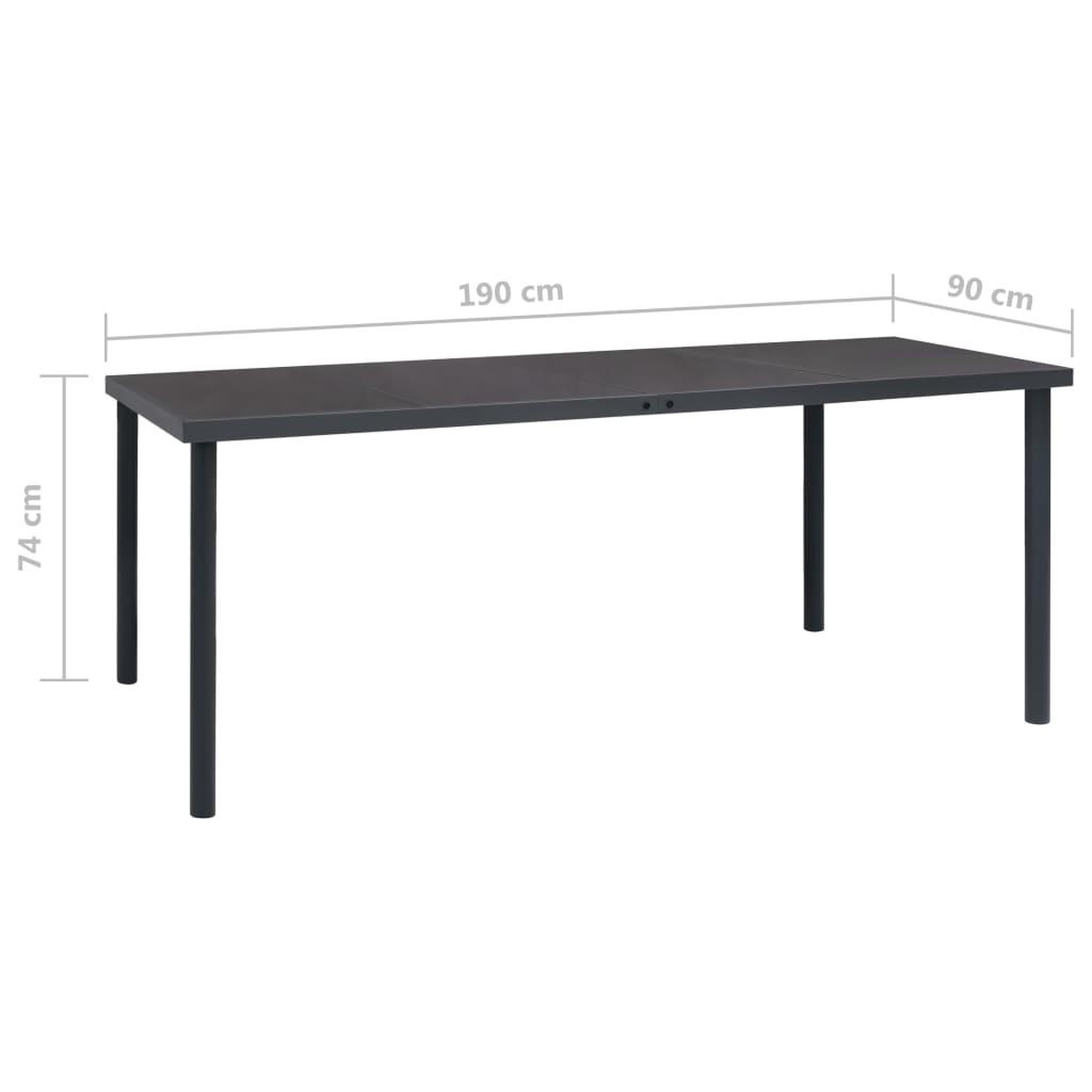 Voir la diapositive 6 : VIDAXL Table a dîner d'exterieur Anthracite 190x90x74 cm Acier