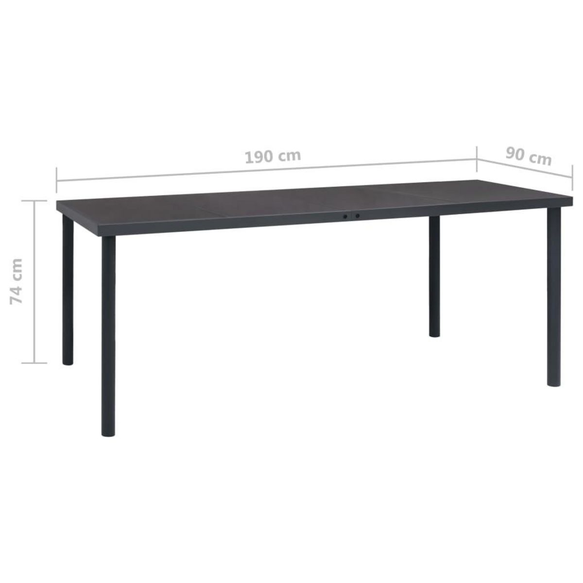 VIDAXL Table a dîner d'exterieur Anthracite 190x90x74 cm Acier