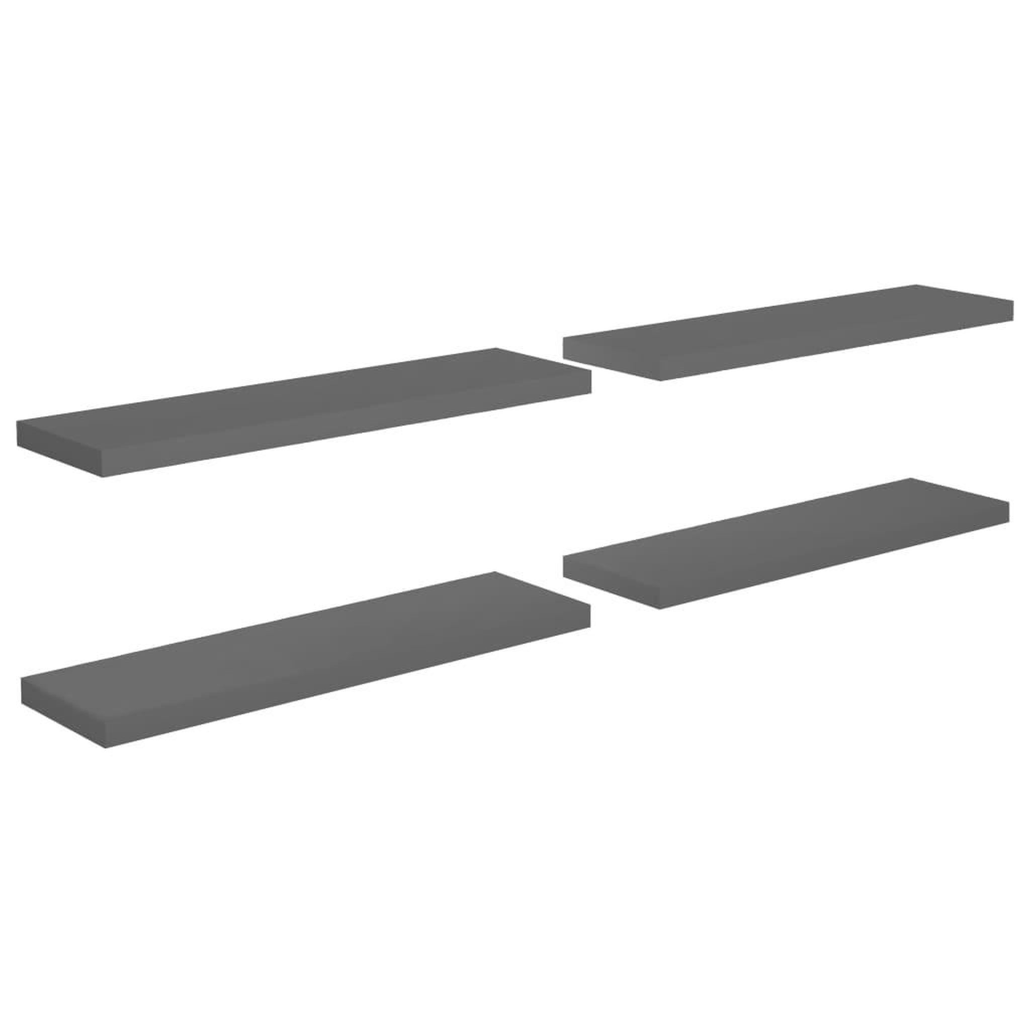Voir la diapositive 2 : VIDAXL Etagere murale flottante 4 pcs Gris brillant 90x23,5x3,8 cm MDF