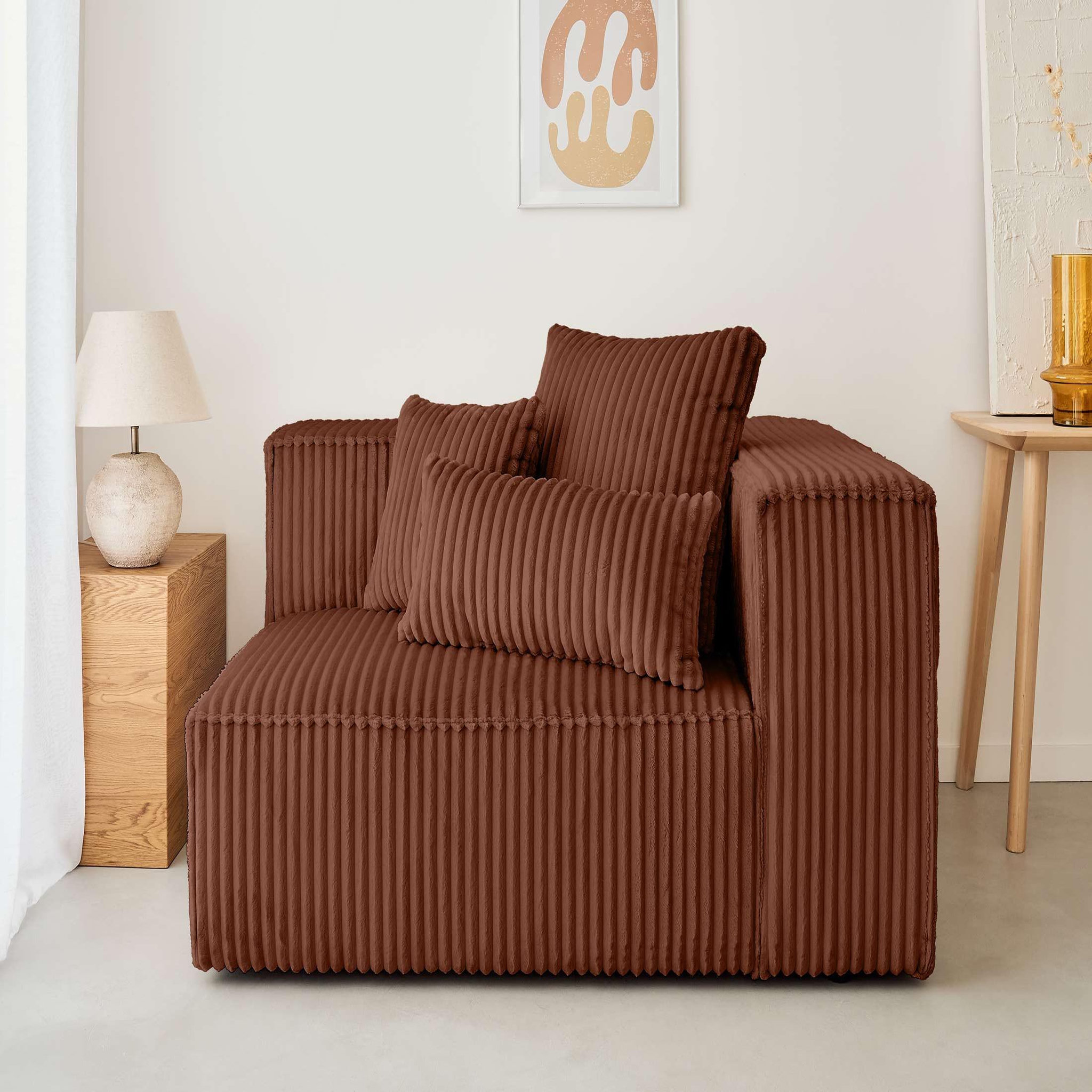 Voir la diapositive 2 : LISA DESIGN Colombine - module d'assise droit - en velours côtelé grosses côtes