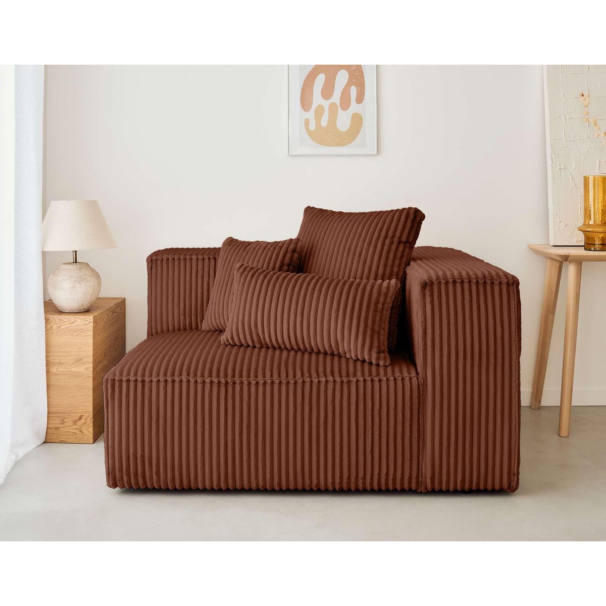 LISA DESIGN Colombine - module d'assise droit - en velours côtelé grosses côtes