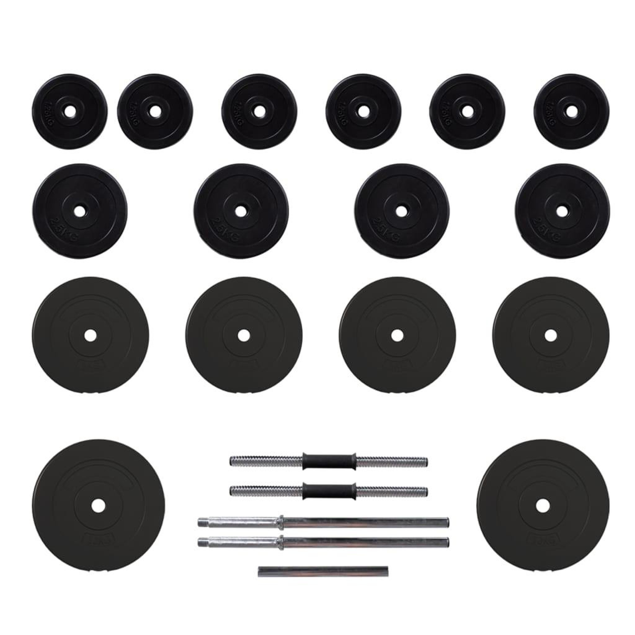 Voir la diapositive 2 : VIDAXL Ensemble d'halteres et de barres avec plaques 60 kg
