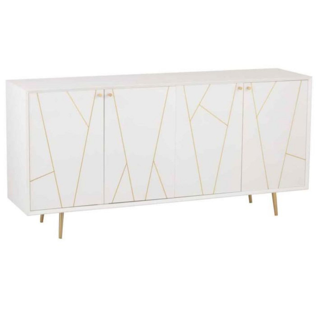 Paris Prix Buffet 4 Portes Design  Remina  160cm Blanc & Or