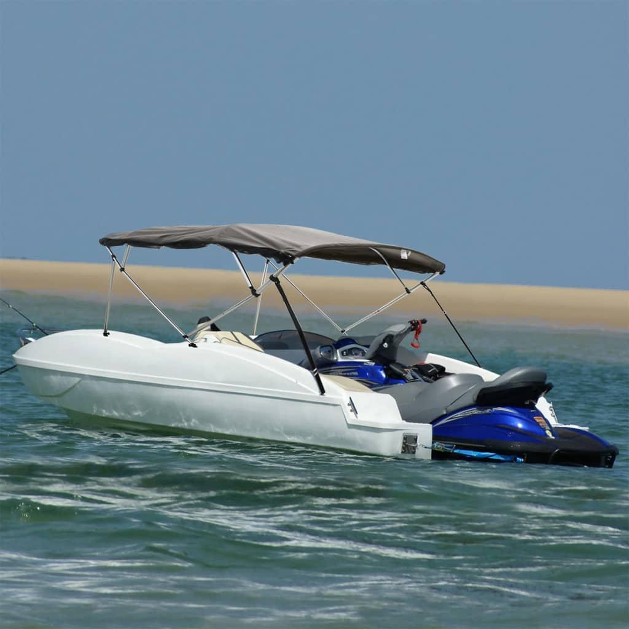VIDAXL Toit bimini a 4 arceaux parois en maille 243x(185-198)x137 cm