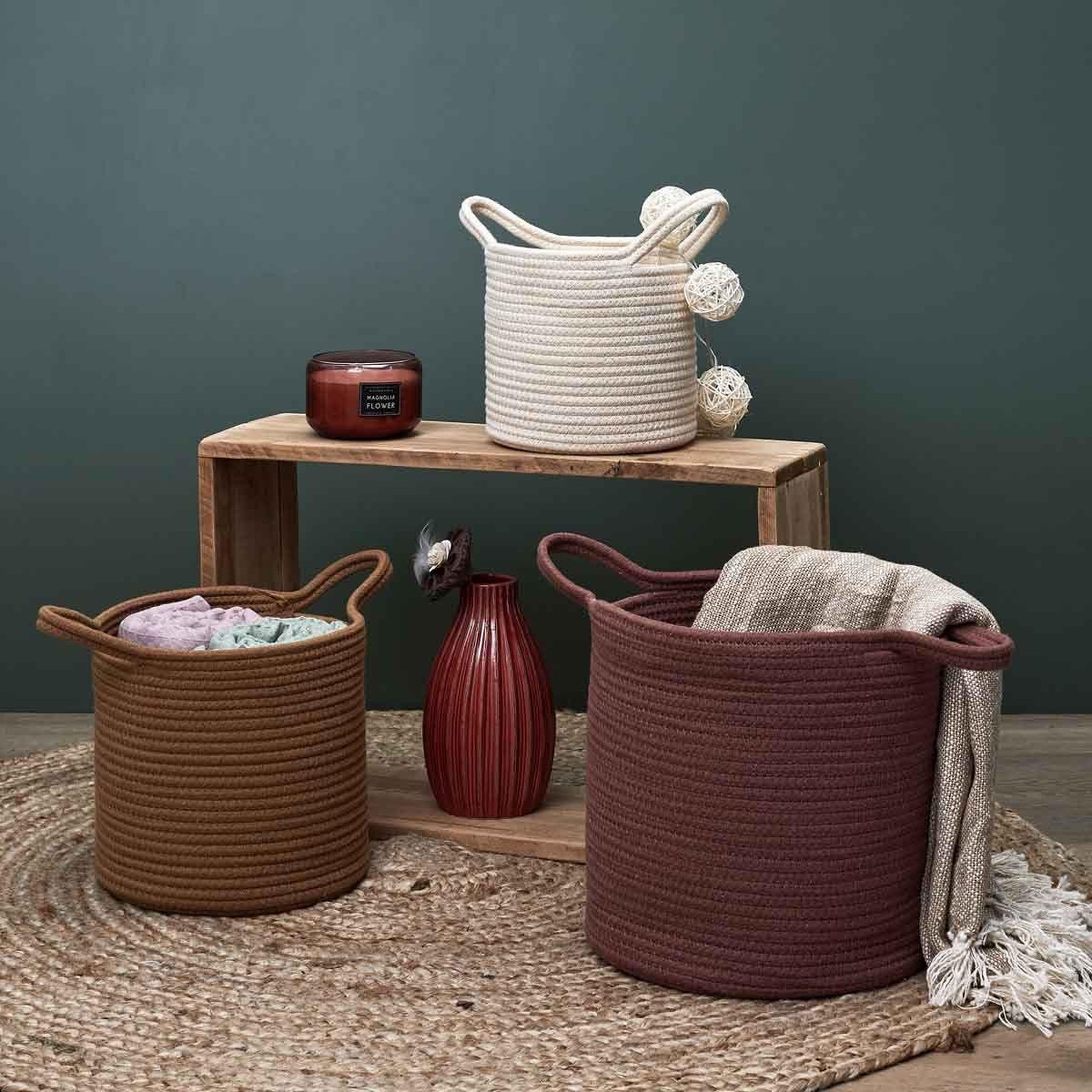 Voir la diapositive 6 : The Home Deco Factory Lot de 3 paniers de rangement  patio  45cm multicolore