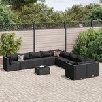 VIDAXL Salon de jardin 11 pcs avec coussins noir resine tressee