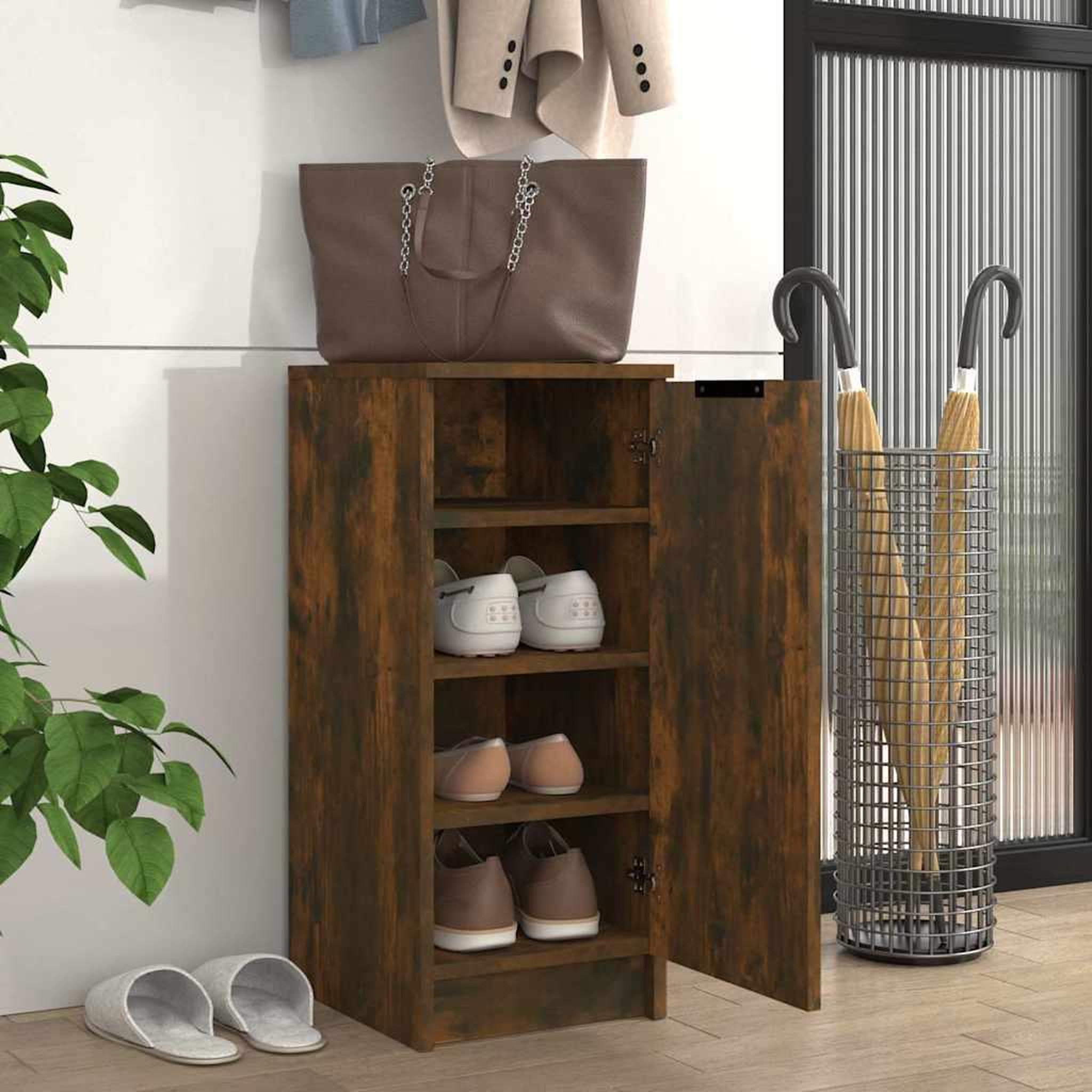 Voir la diapositive 3 : VIDAXL Armoire a chaussures chene fume 30x35x70 cm bois d'ingenierie
