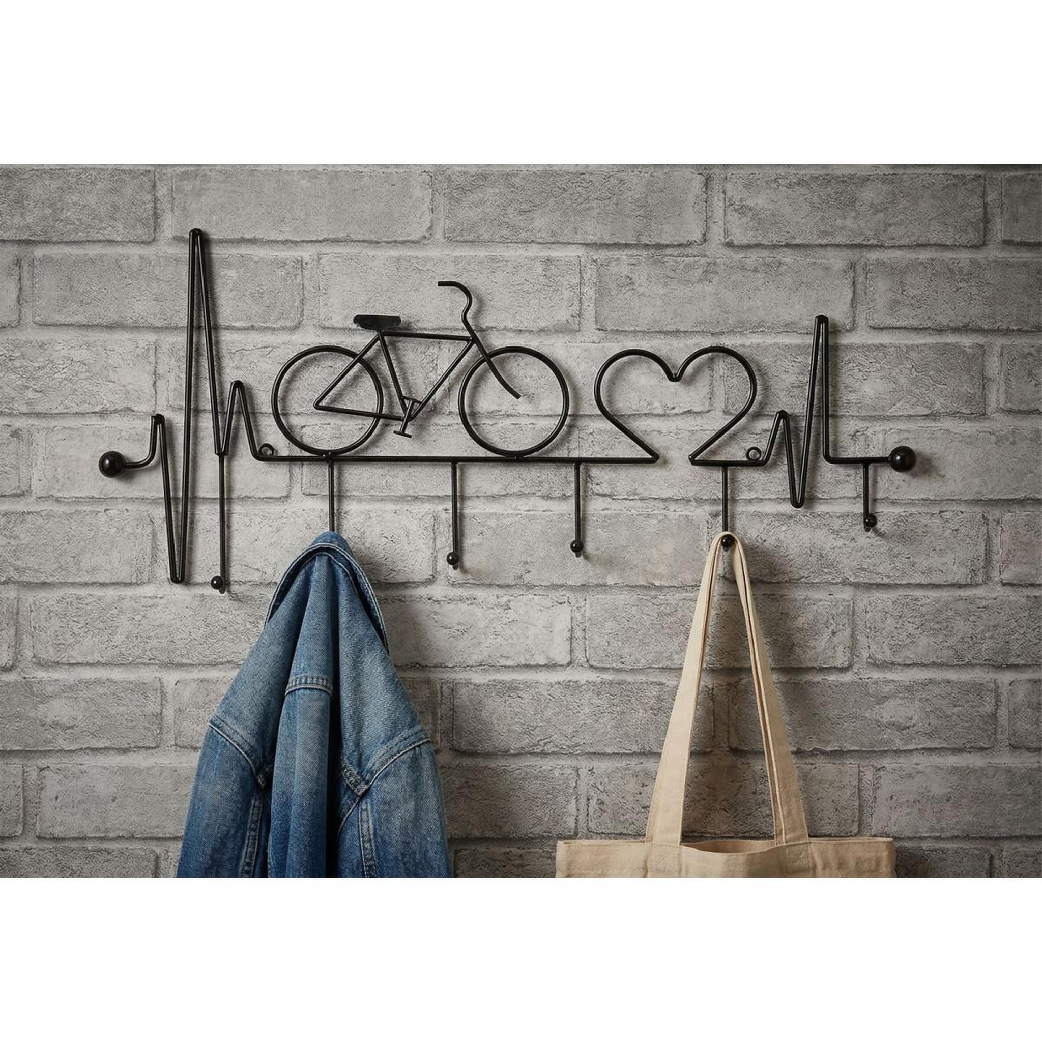 Voir la diapositive 5 : Paris Prix Patère murale en métal  bicycle  59cm noir