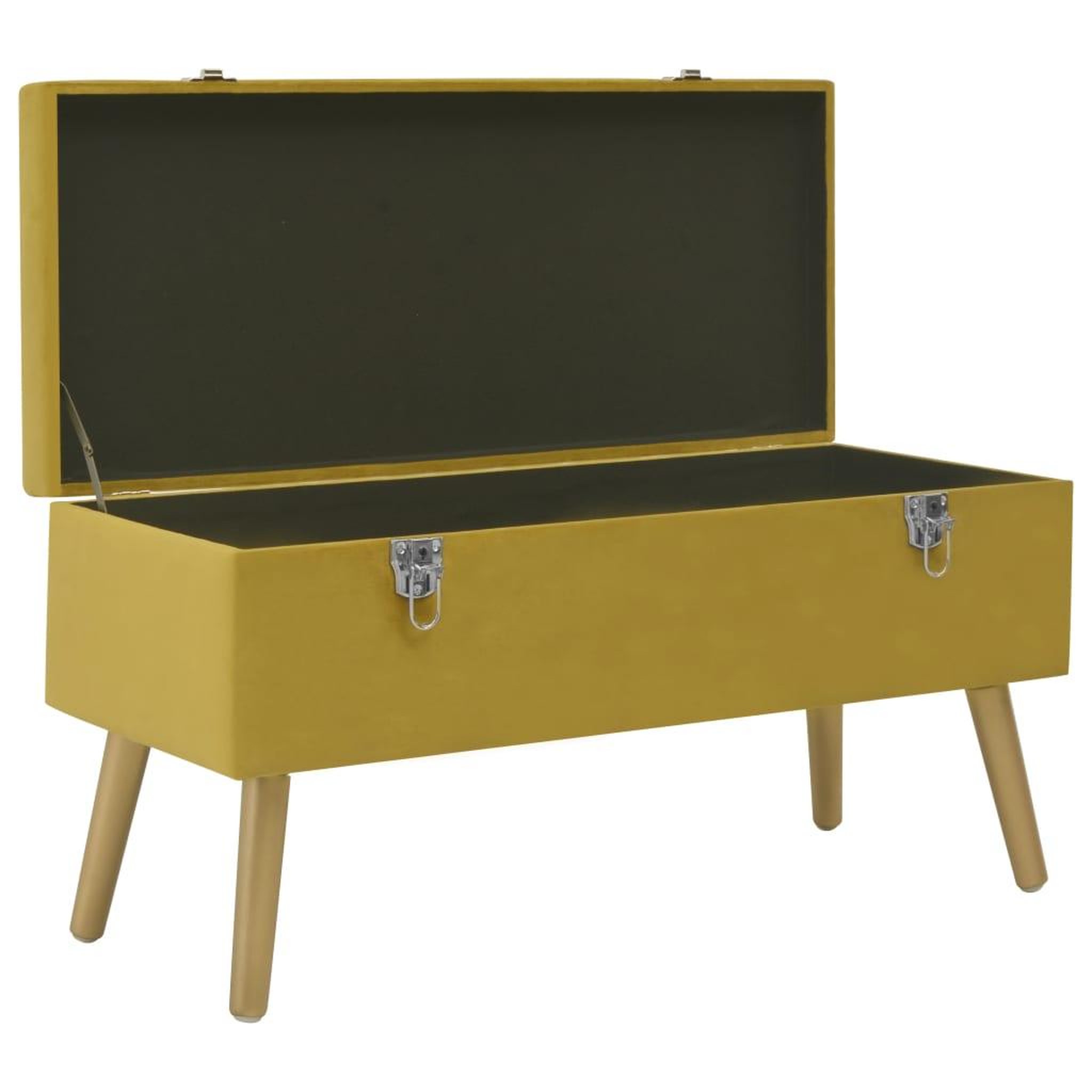 Voir la diapositive 3 : VIDAXL Banc avec compartiment de rangement 80cm Jaune moutarde Velours