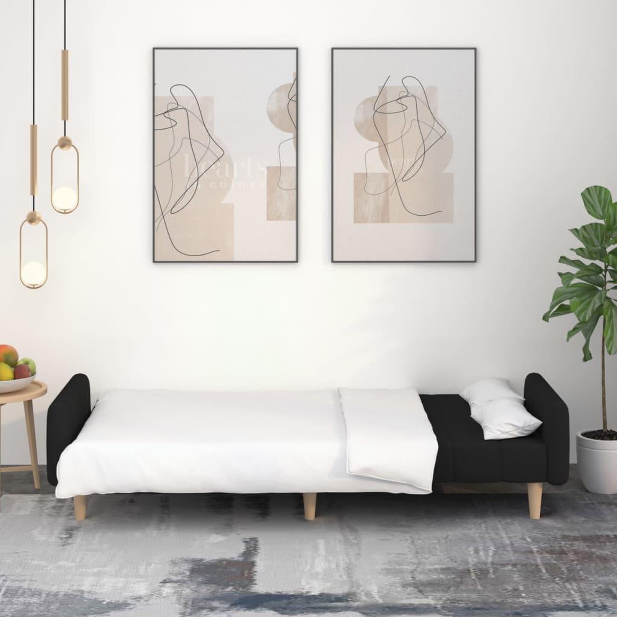 Voir la diapositive 3 : VIDAXL Canape-lit a 2 places noir tissu
