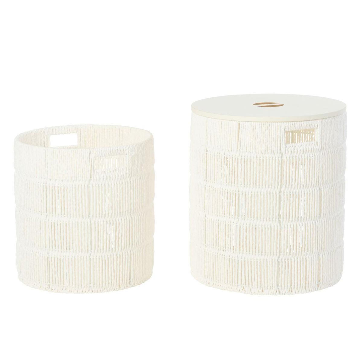 Paris Prix Lot de 2 Paniers de Rangement  Ryan  46cm Blanc