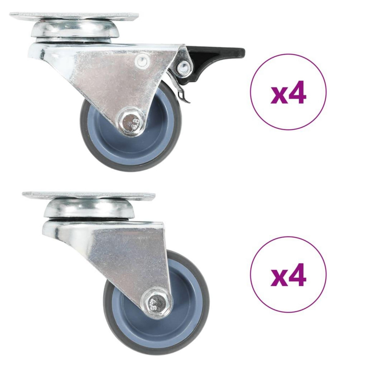 VIDAXL 8 pcs Roulettes pivotantes doubles 50 mm