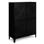 ID MARKET Armoire ESTER 4 portes métal noir design industriel