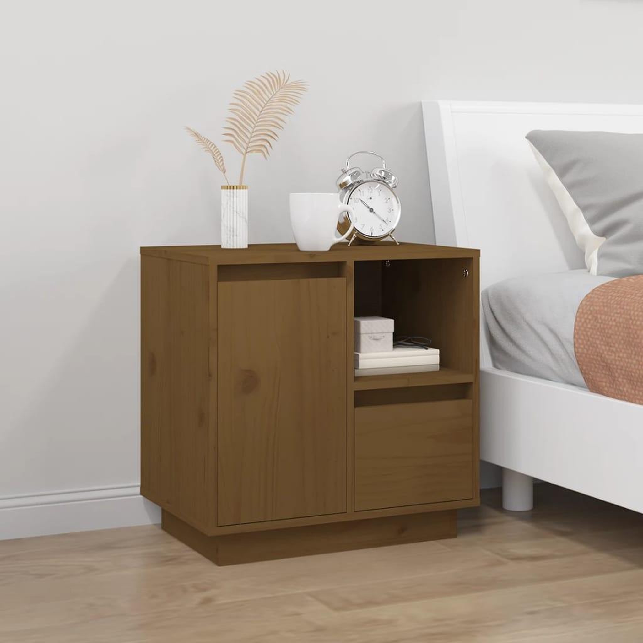 Voir la diapositive 3 : VIDAXL Tables de chevet 2pcs Marron miel 50x34x50cm Bois de pin massif