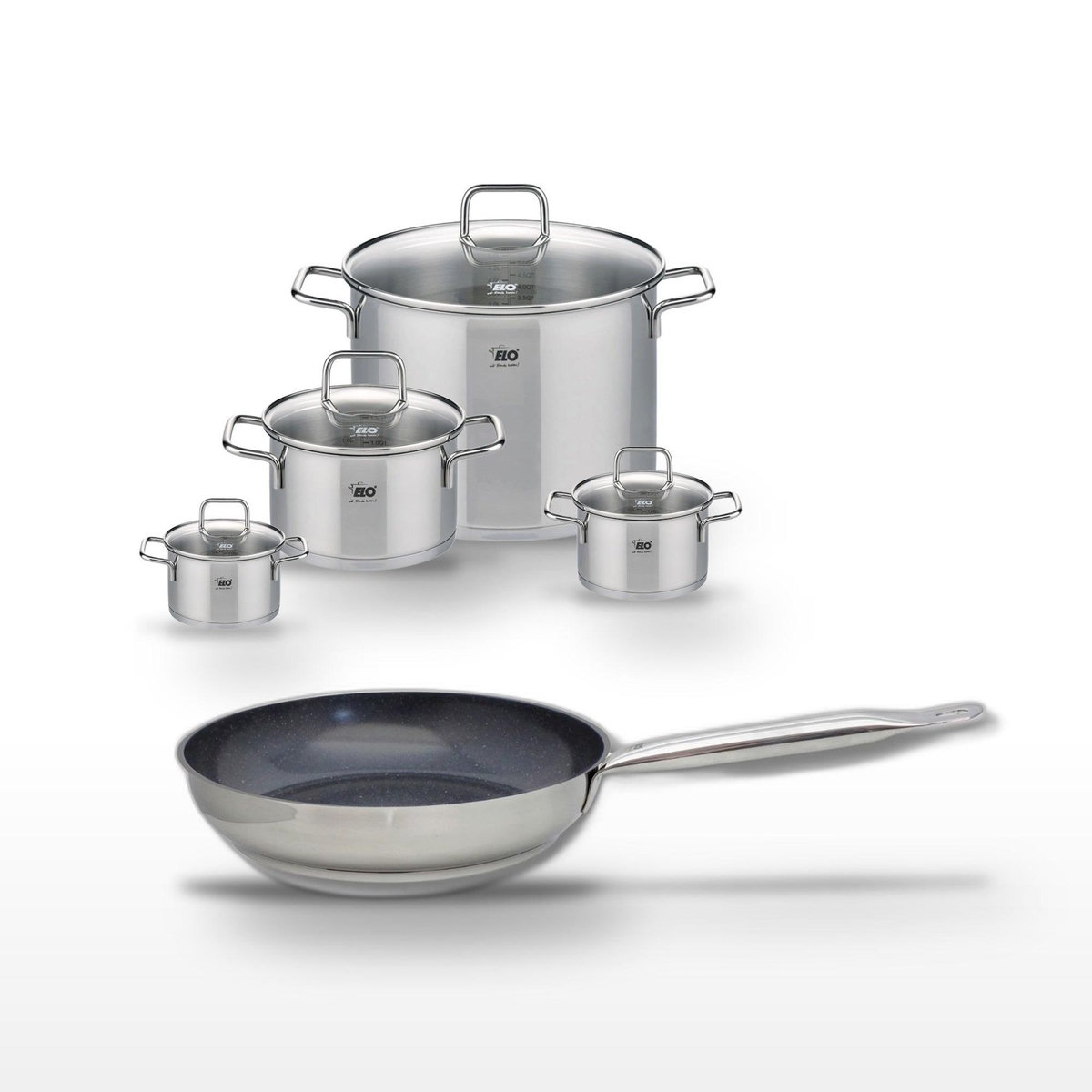 ELO Lot Poêle 24cm & 4 Faitouts Elo Profi Therm Platinum