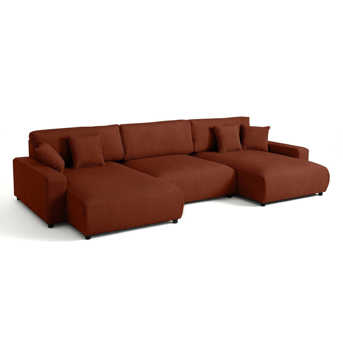 LISA DESIGN Pivoine - canapé panoramique en u - 7 places - convertible avec coffre - en velours côtelé