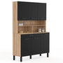 Voir la diapositive 1 : ID MARKET Buffet de cuisine 120 CM CINA 6 portes + tiroir façon hêtre et noir