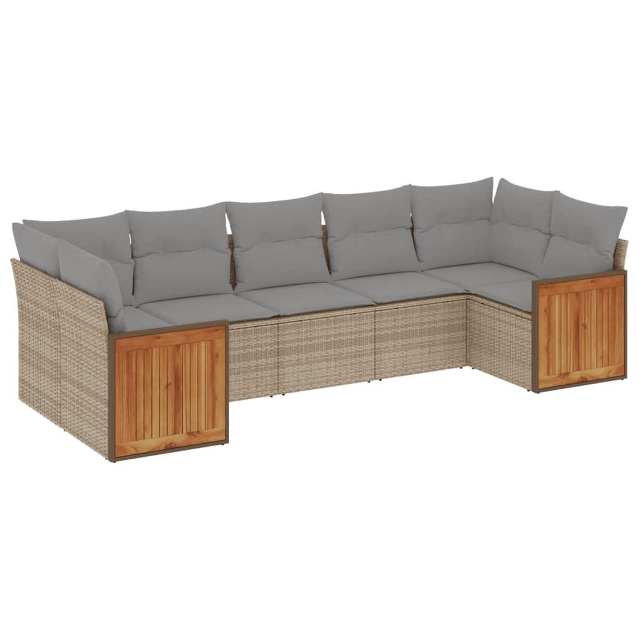 Voir la diapositive 2 : VIDAXL Salon de jardin avec coussins 7 pcs beige resine tressee