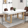 Voir la diapositive 4 : ID MARKET Table à manger extensible rectangle PHOENIX 4-8 personnes blanc pieds bois 160-200 cm