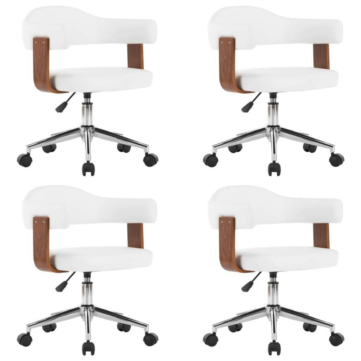 VIDAXL Chaises pivotantes a manger lot de 4 bois courbe et similicuir