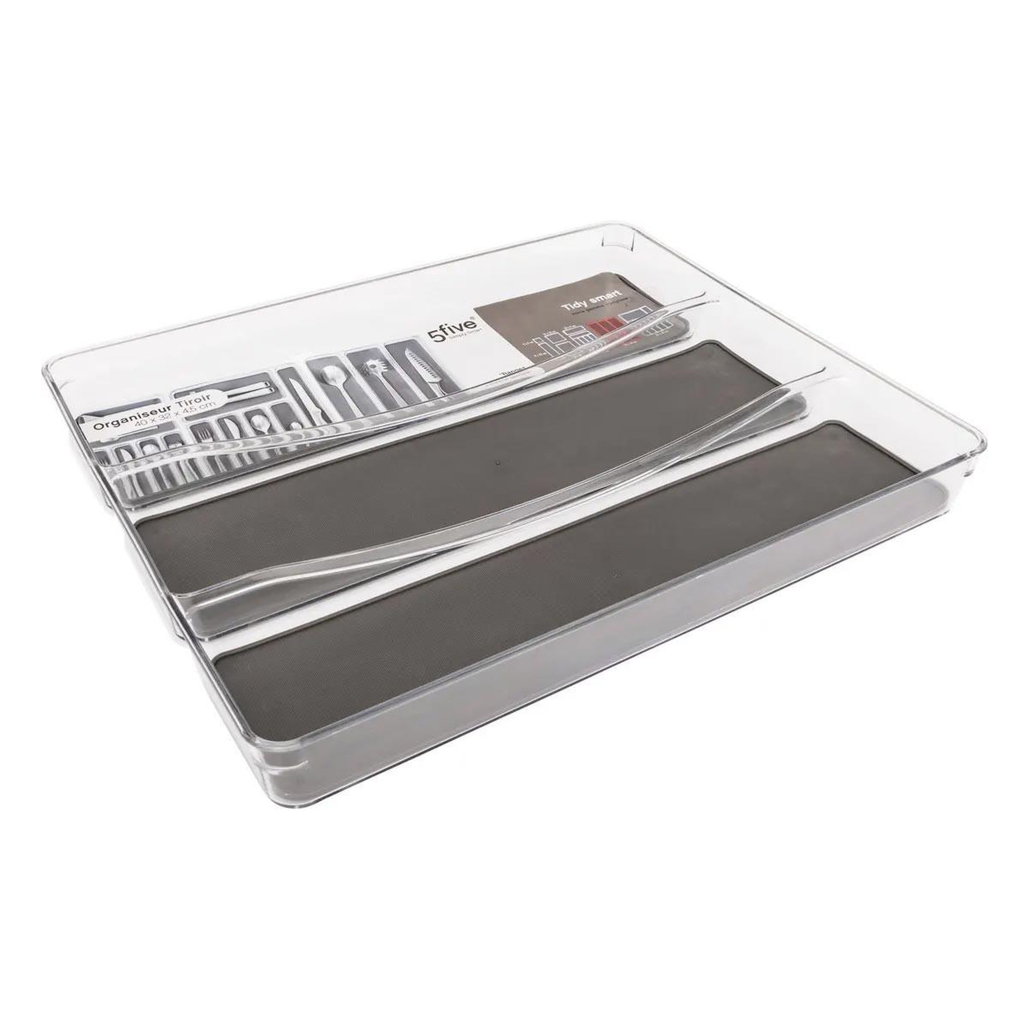 Voir la diapositive 3 : FIVE Range-couverts  3 compartiments  40cm gris