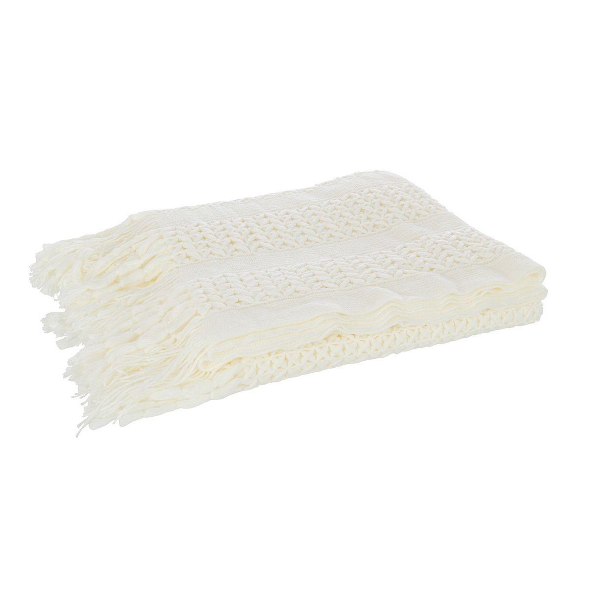 J-LINE Plaid déco tricot  abby  143x195cm blanc