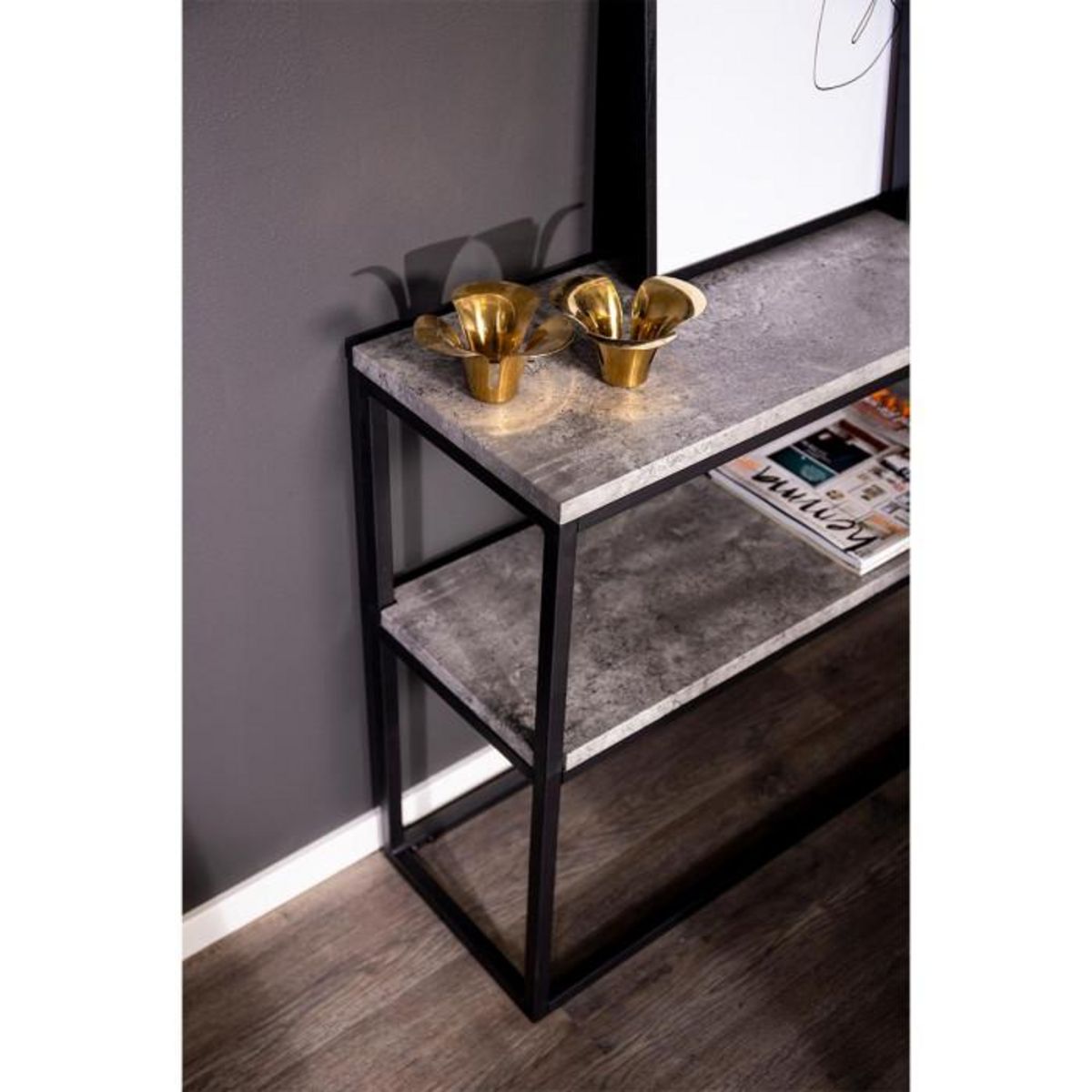 Paris Prix Console Design Double  Rise  110cm Gris & Noir