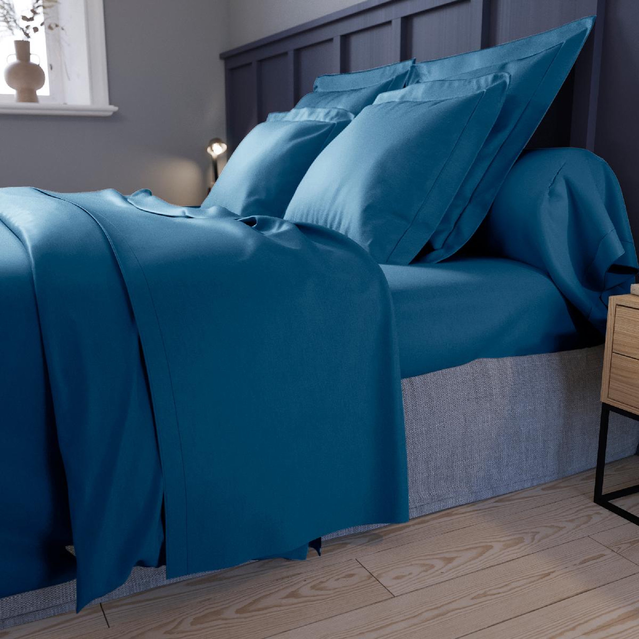 Voir la diapositive 2 : DODO Drap housse harmonie satin de coton coloris nautique