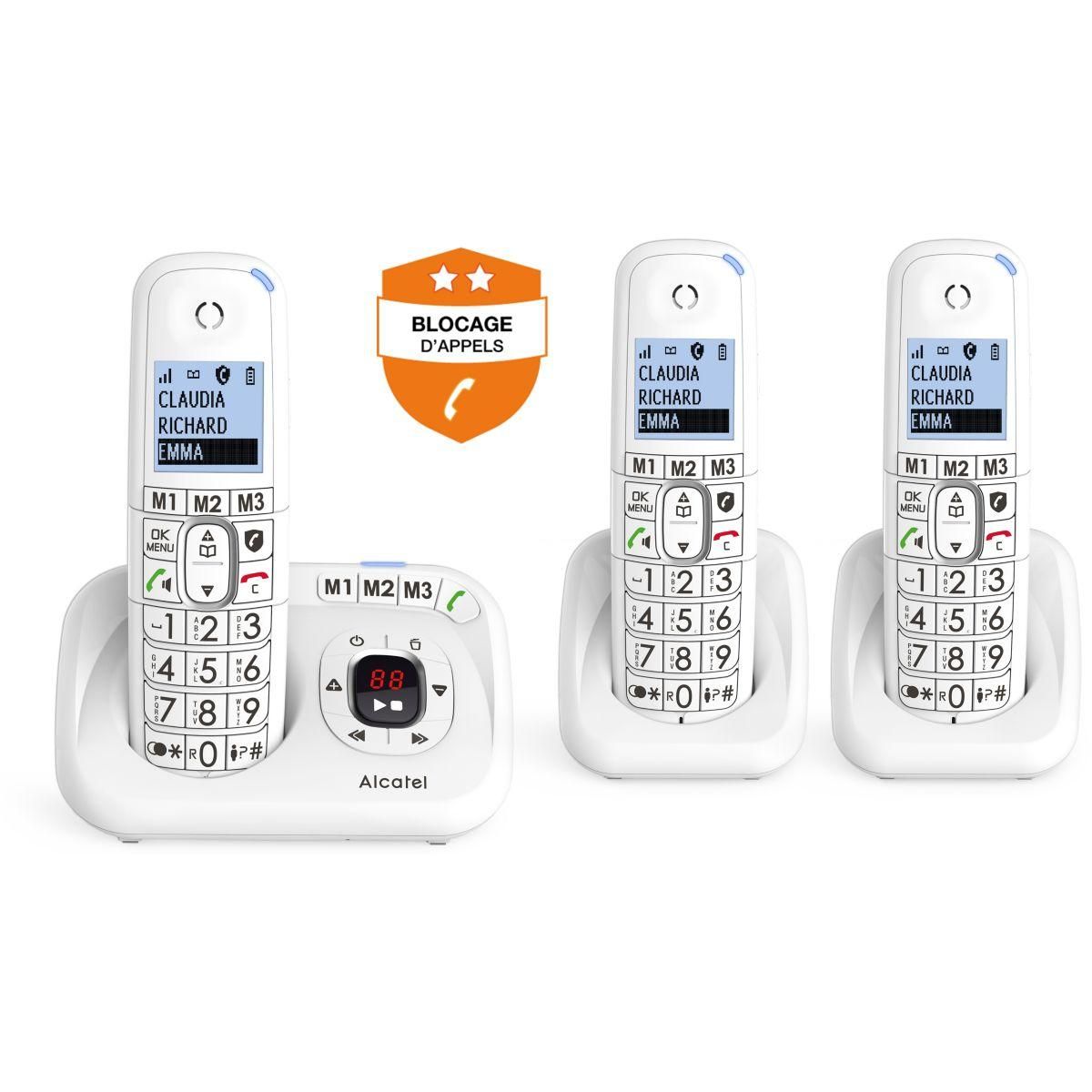 Alcatel Téléphone sans fil XL785 Voice Trio Blanc