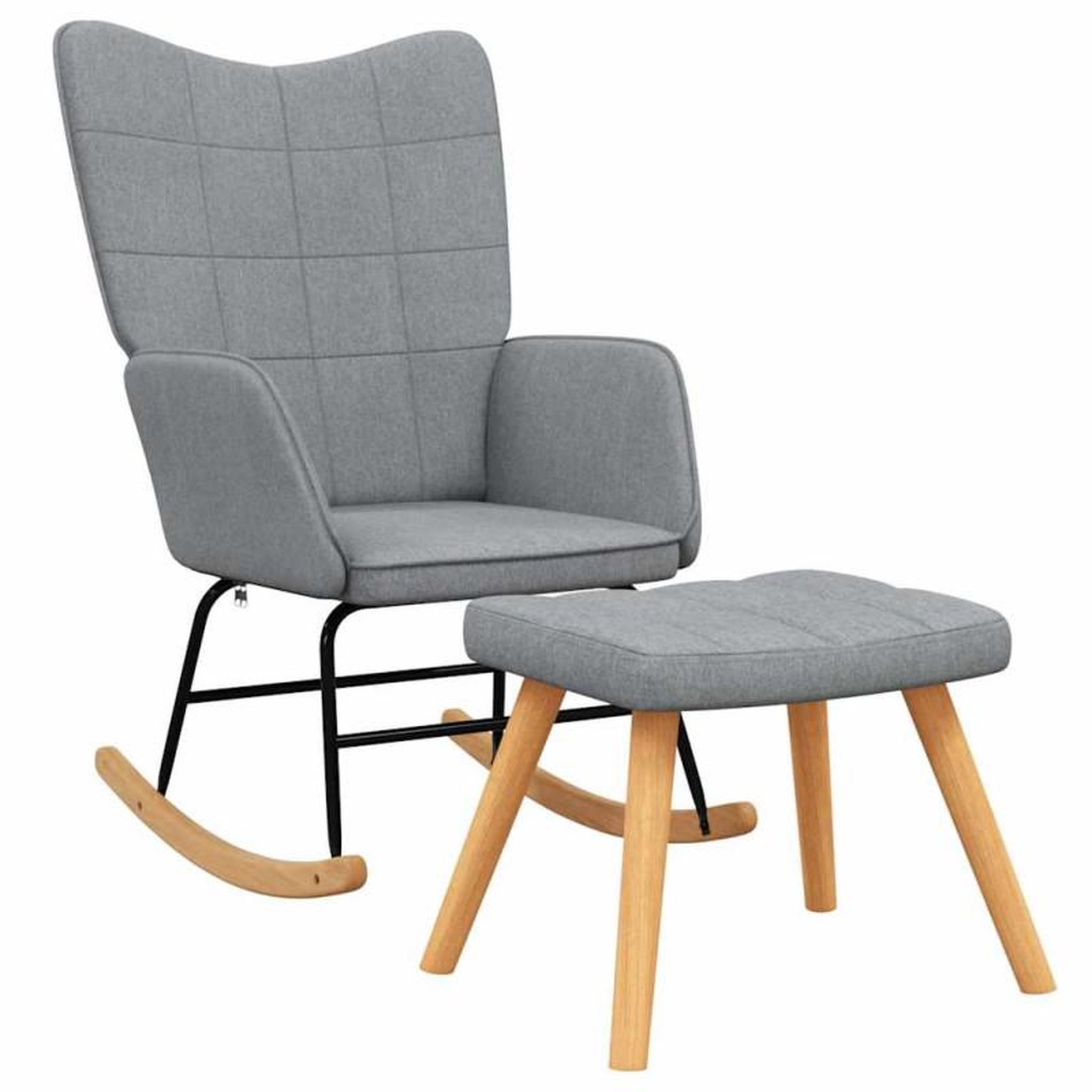 Voir la diapositive 2 : VIDAXL Chaise à bascule avec tabouret Gris clair Tissu