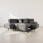 Voir la diapositive 2 : BEST MOBILIER Margaux - canapé d'angle gauche 5 places convertible avec coffre et têtières réglables en velours texturé