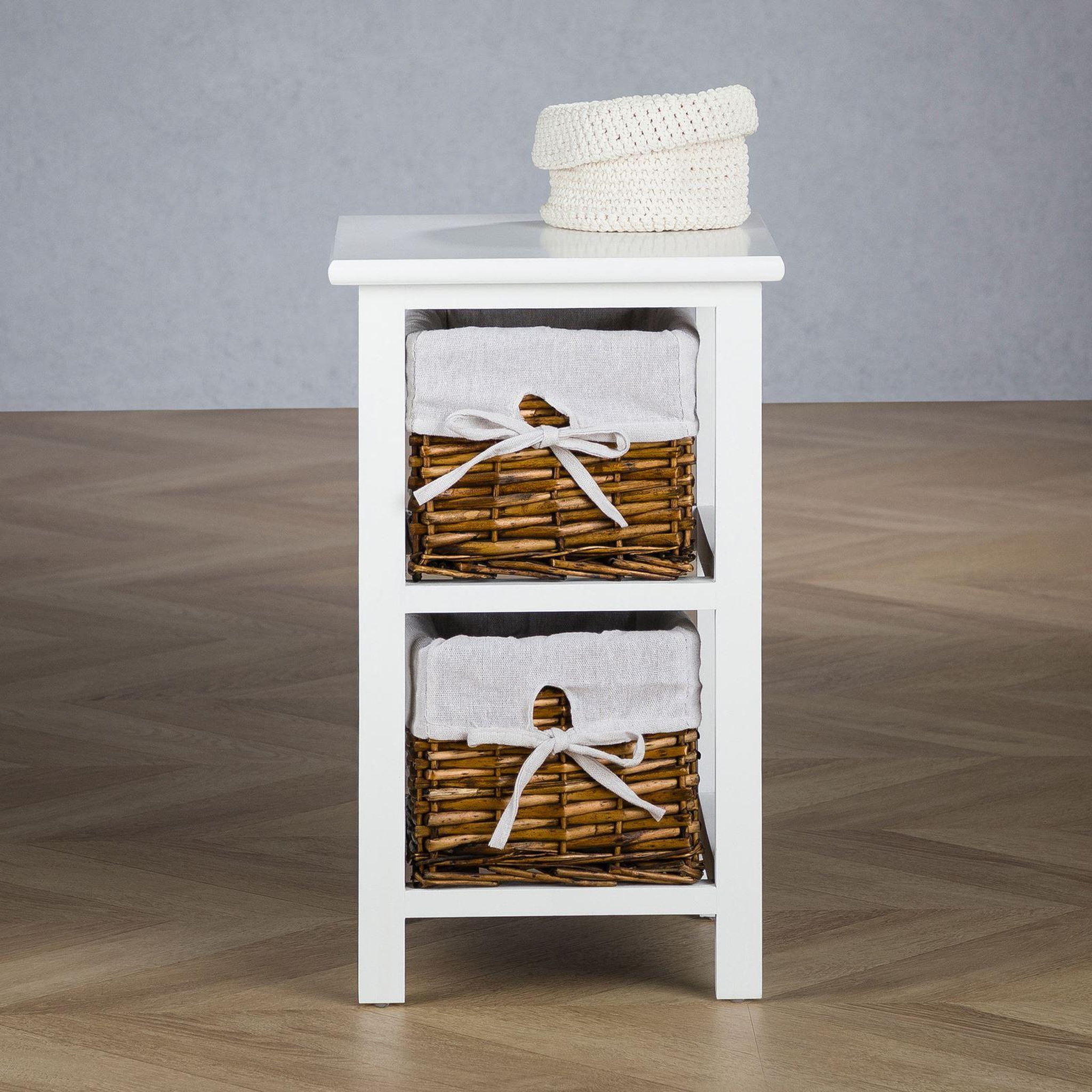 Voir la diapositive 3 : IDIMEX Table de chevet NOKOMIS avec 2 paniers en bois