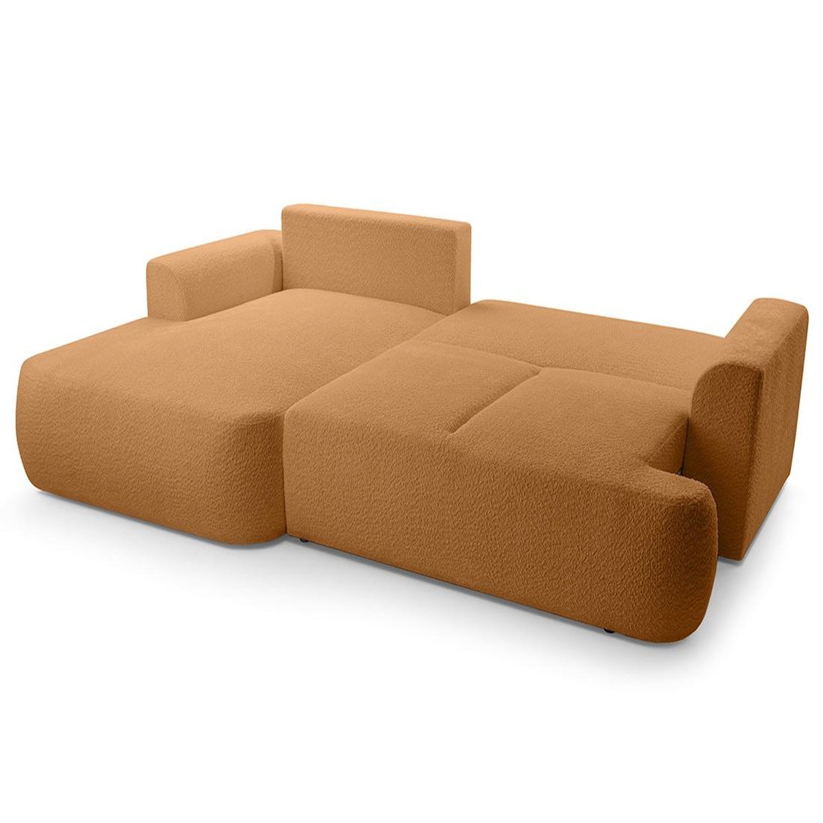 BEST MOBILIER Candela - canapé d'angle gauche 4 places - convertible avec coffre - en tissu bouclette