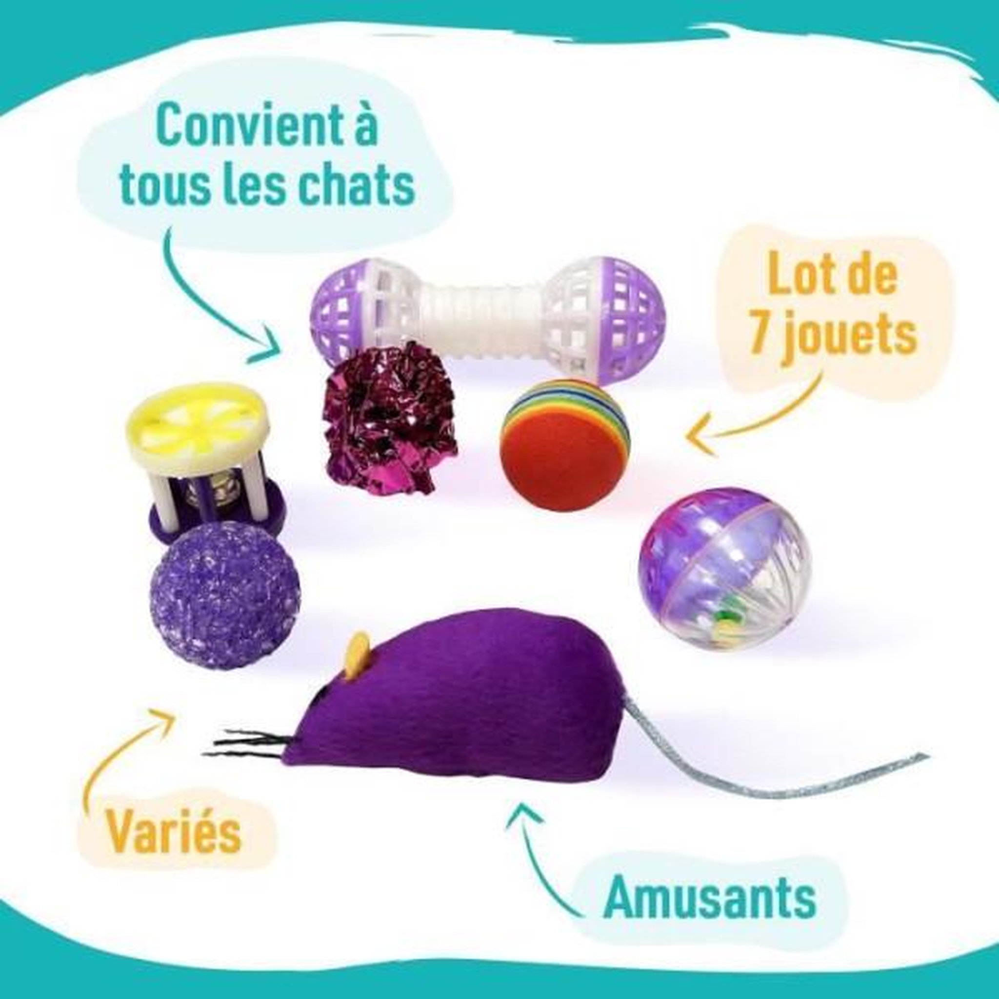 Voir la diapositive 2 : MARKET24 7 jouets pour Chat - AIMÉ