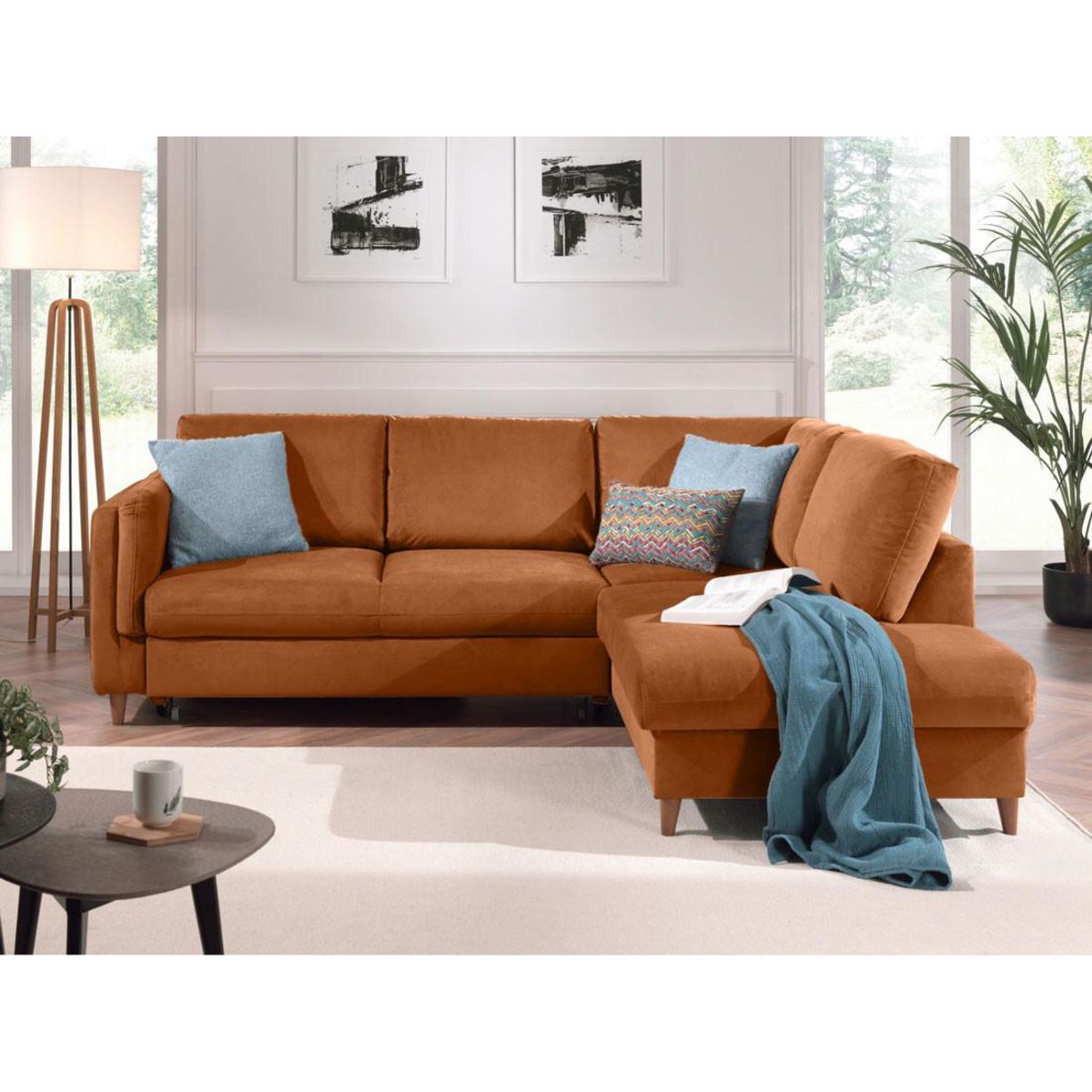 LISA DESIGN Brooke - canapé d'angle droit - convertible - 5 places - en velours