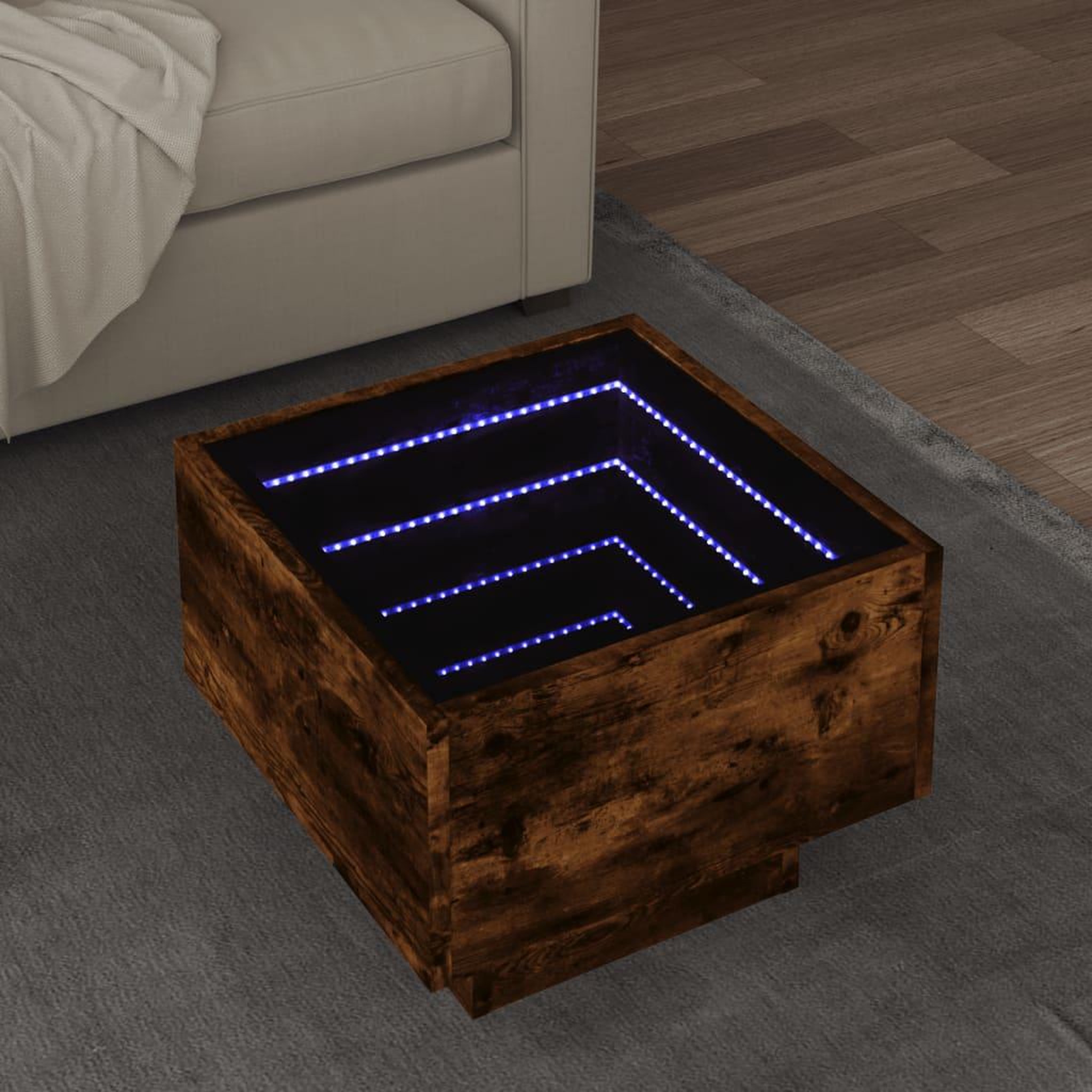 VIDAXL Table d'appoint et LED chene fume 40x40x30 cm bois d'ingenierie