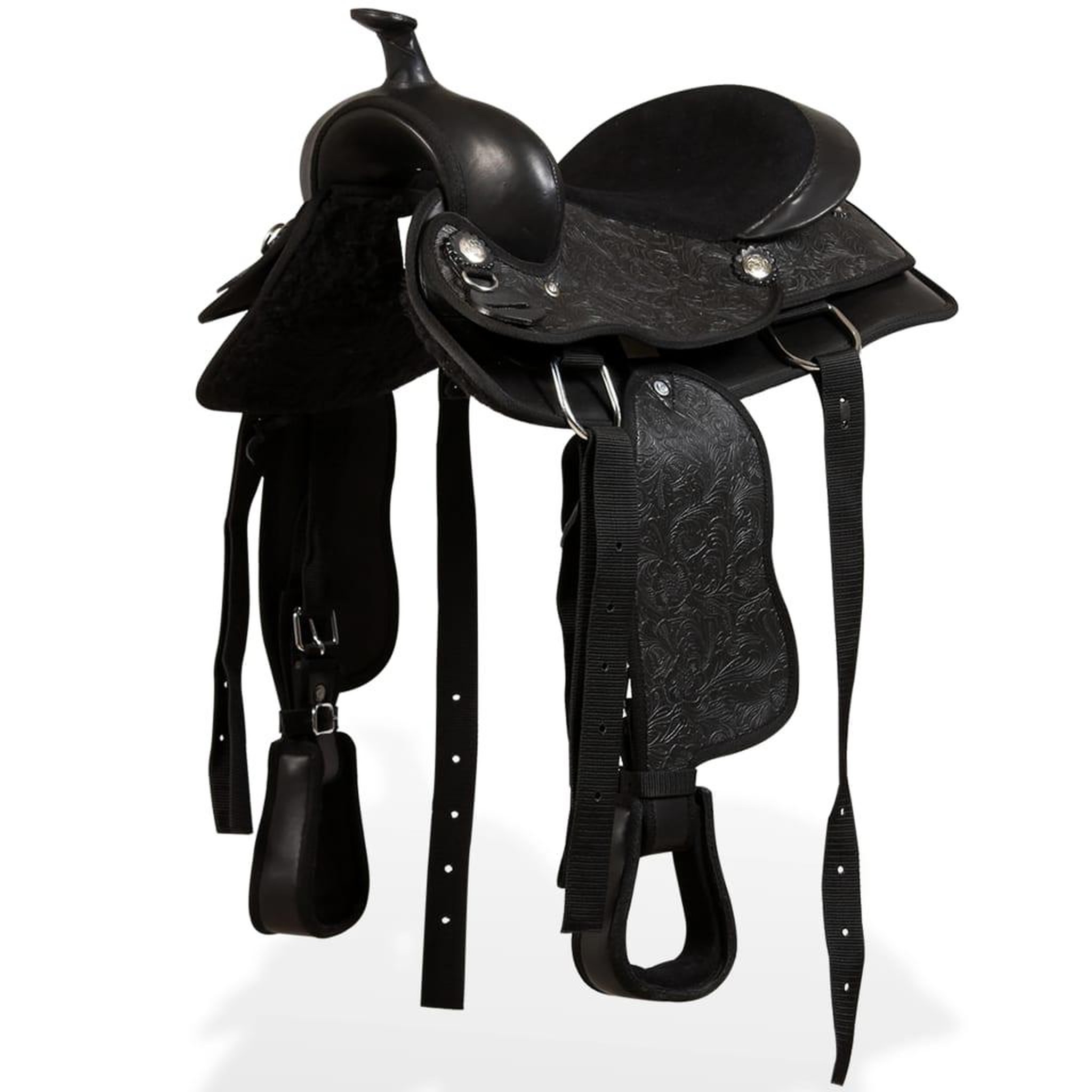 VIDAXL Selle, bridon et col de poitrine Cuir veritable 13 po Noir