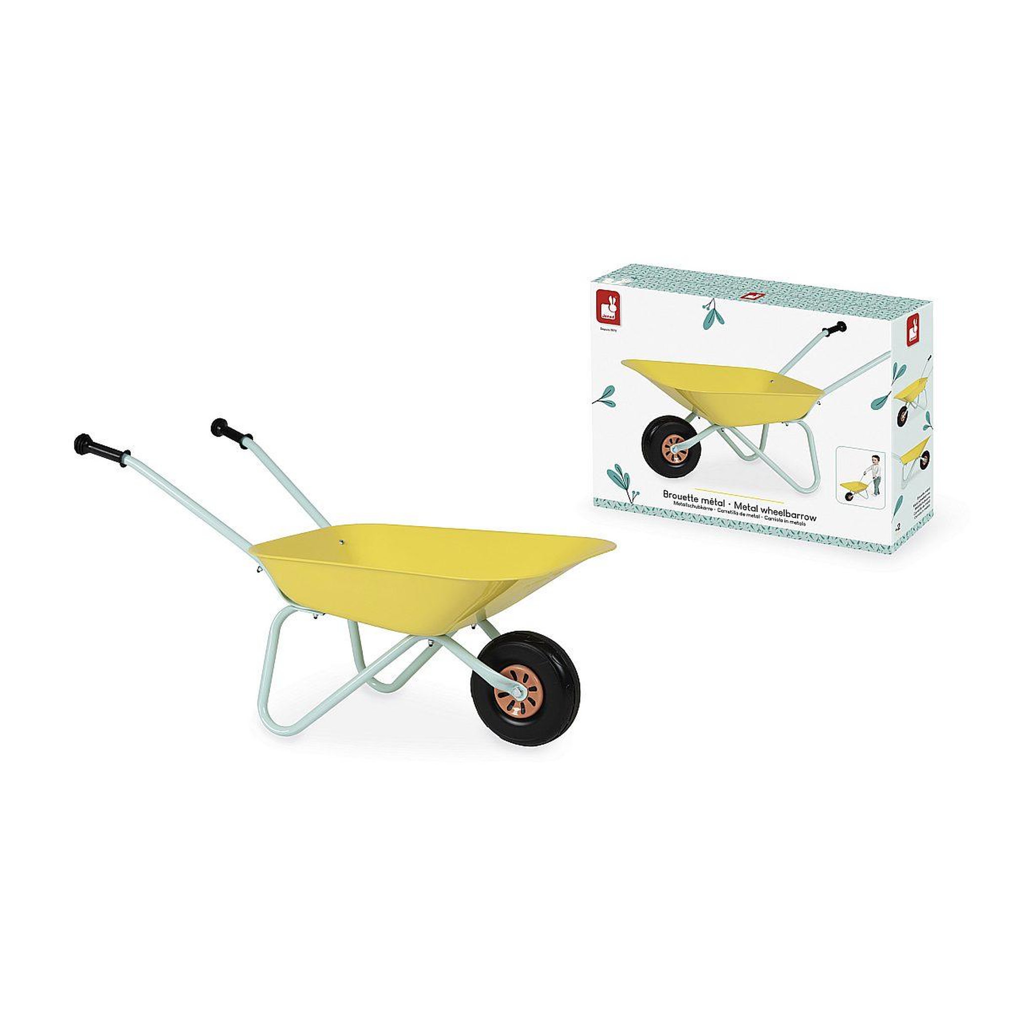 Voir la diapositive 2 : JANOD Brouette metal happy garden jaune -