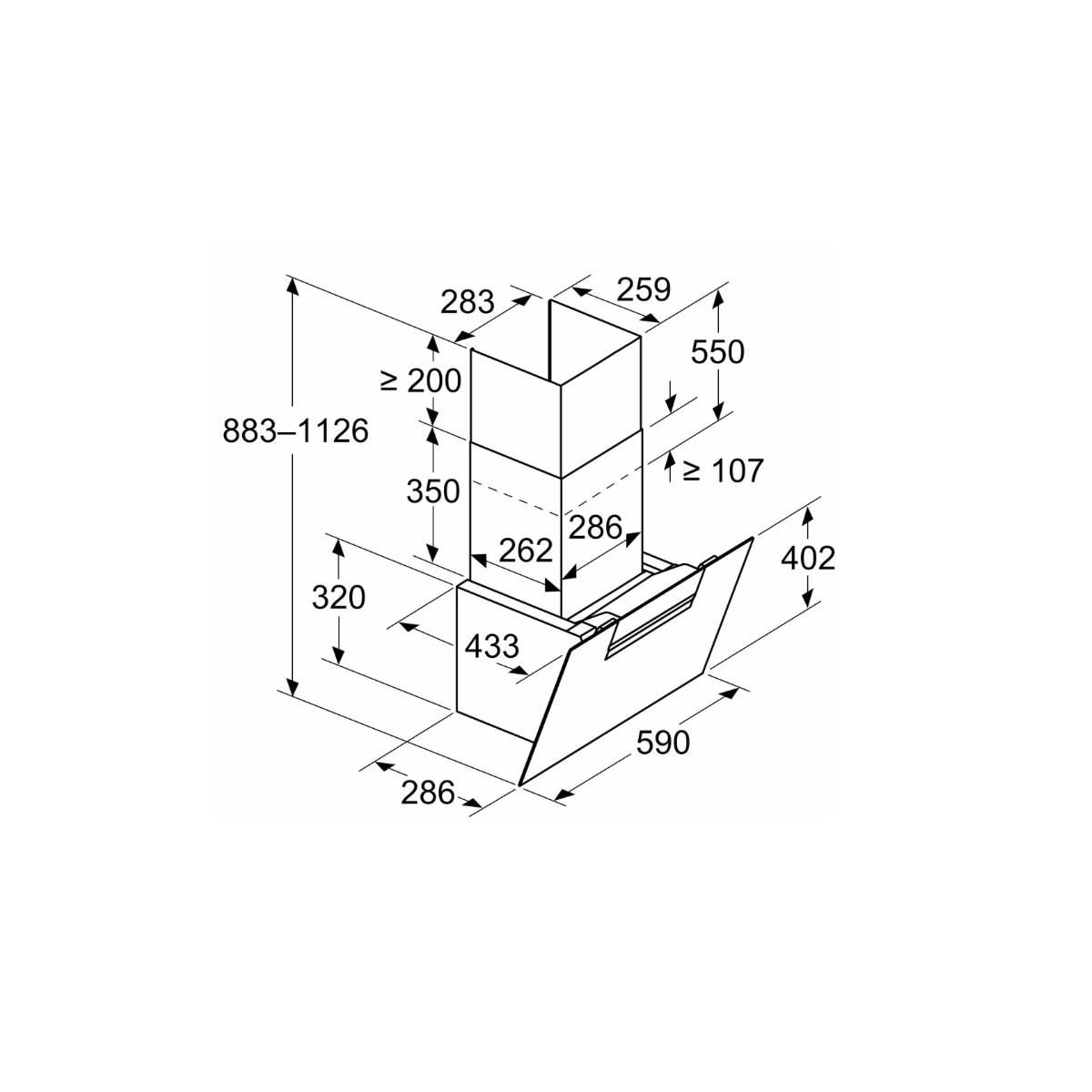 Siemens Hotte décorative inclinée 60cm 768m3/h noir - LC67KFN60
