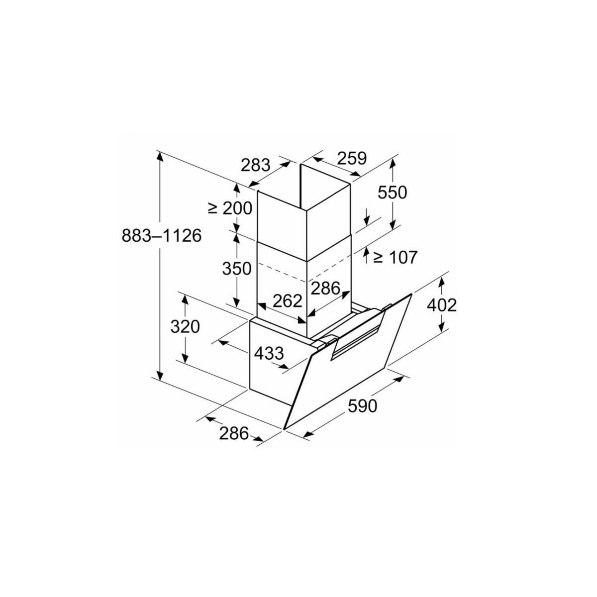Siemens Hotte décorative inclinée 60cm 768m3/h noir - LC67KFN60
