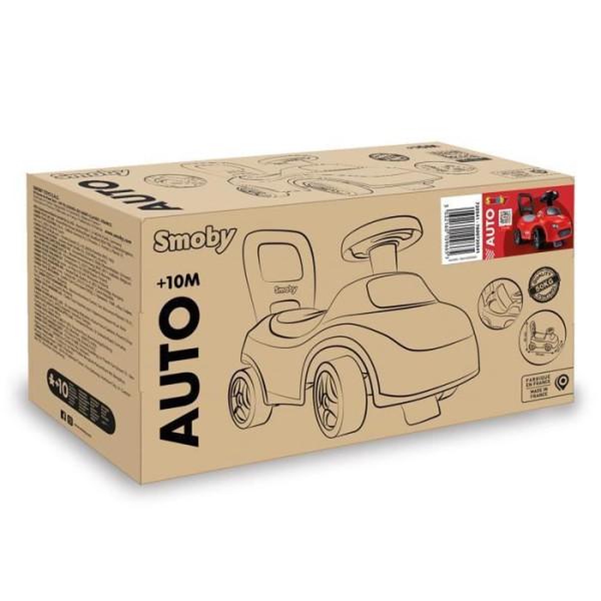 Voir la diapositive 5 : SMOBY Porteur trotteur smoby -  enfant 2 en 1 - auto rouge - coffre sous la selle + klaxon - des 10 mois - fabrication française