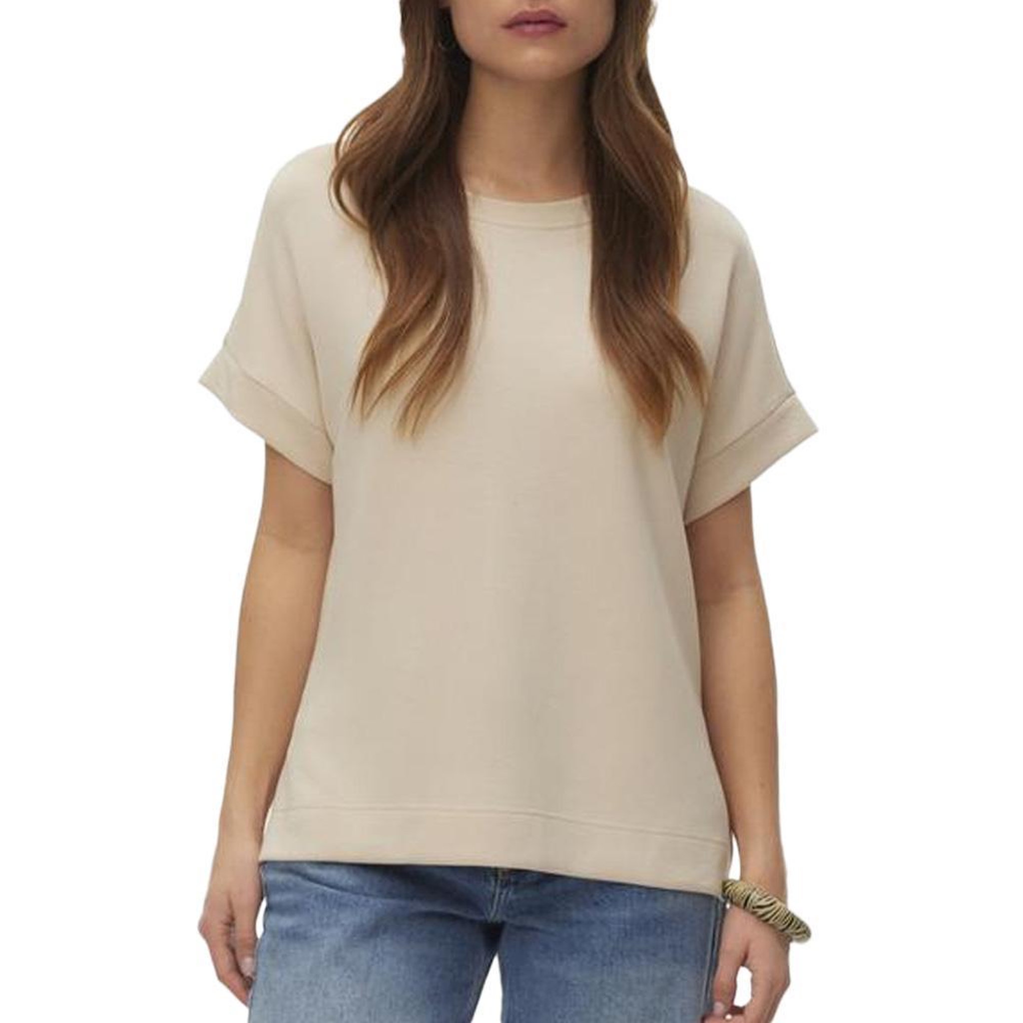 Vero Moda T-Shirt Beige Femme Vero Moda Hali 10339414. Coloris disponibles : Beige