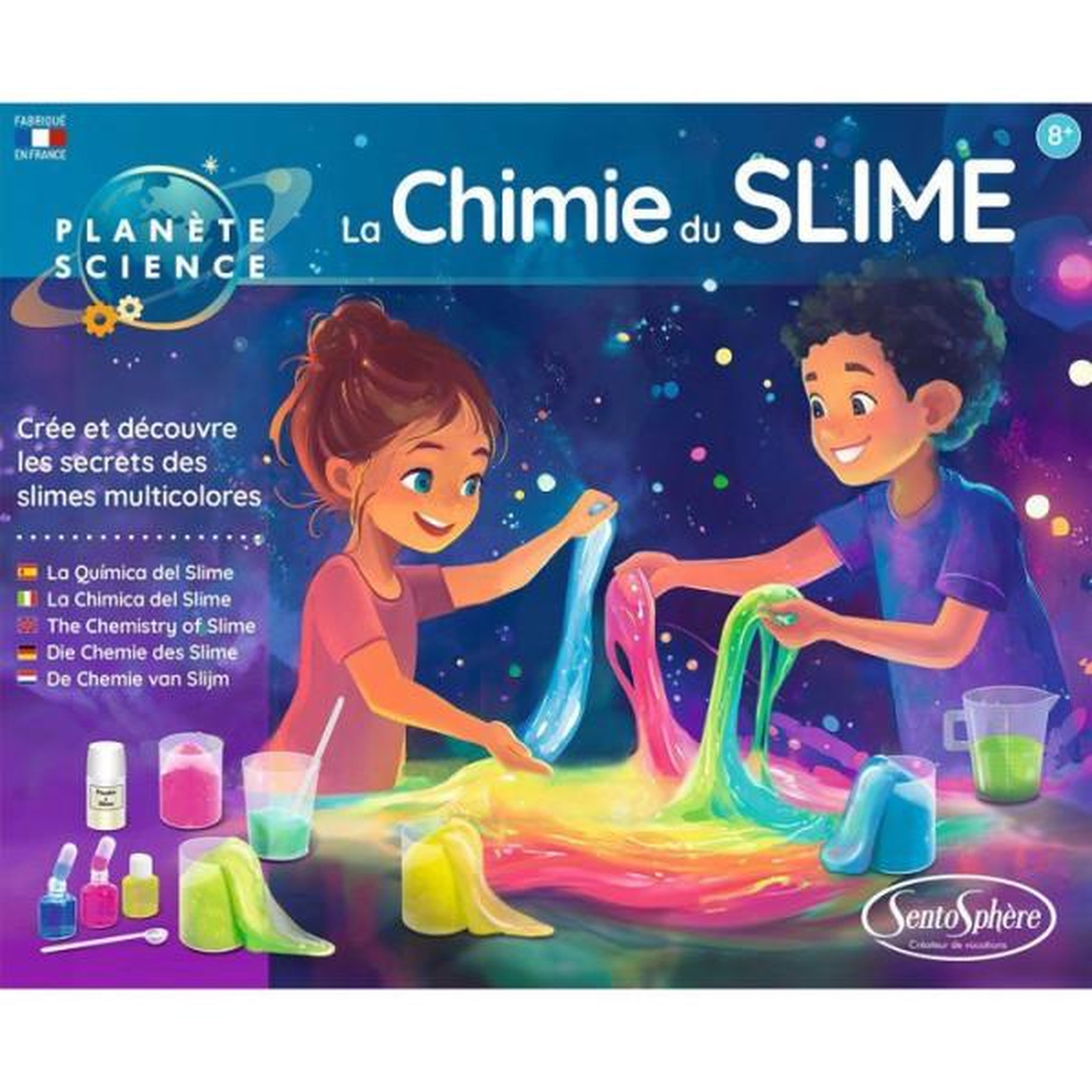 Sentosphere Kit Scientifique - SENTOSPHERE - La chimie du Slime - Pâtes gluantes - Gomme Origine Naturelle - Lavable facilement - Des 8 ans