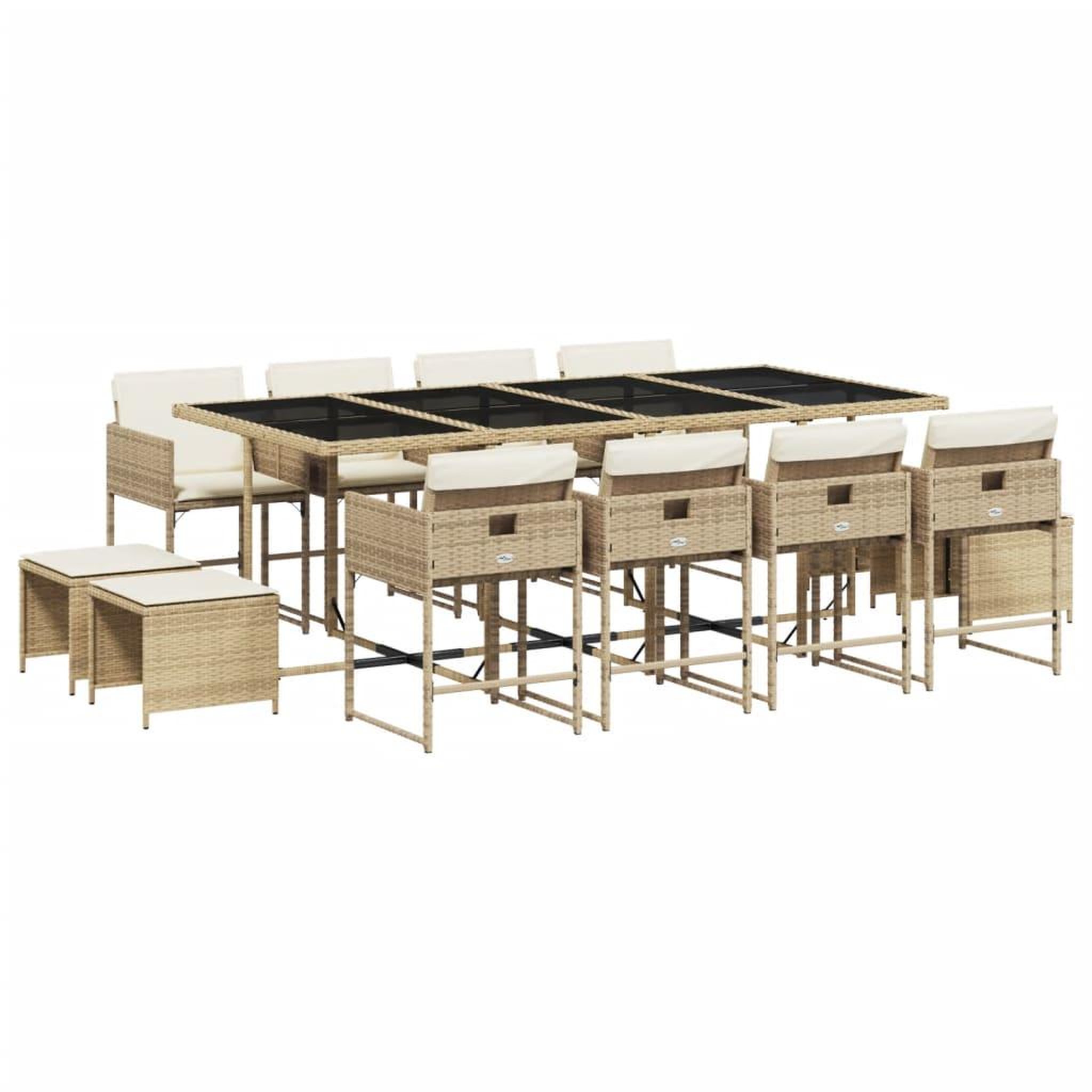 Voir la diapositive 2 : VIDAXL Ensemble a manger de jardin et coussins 13 pcs beige
