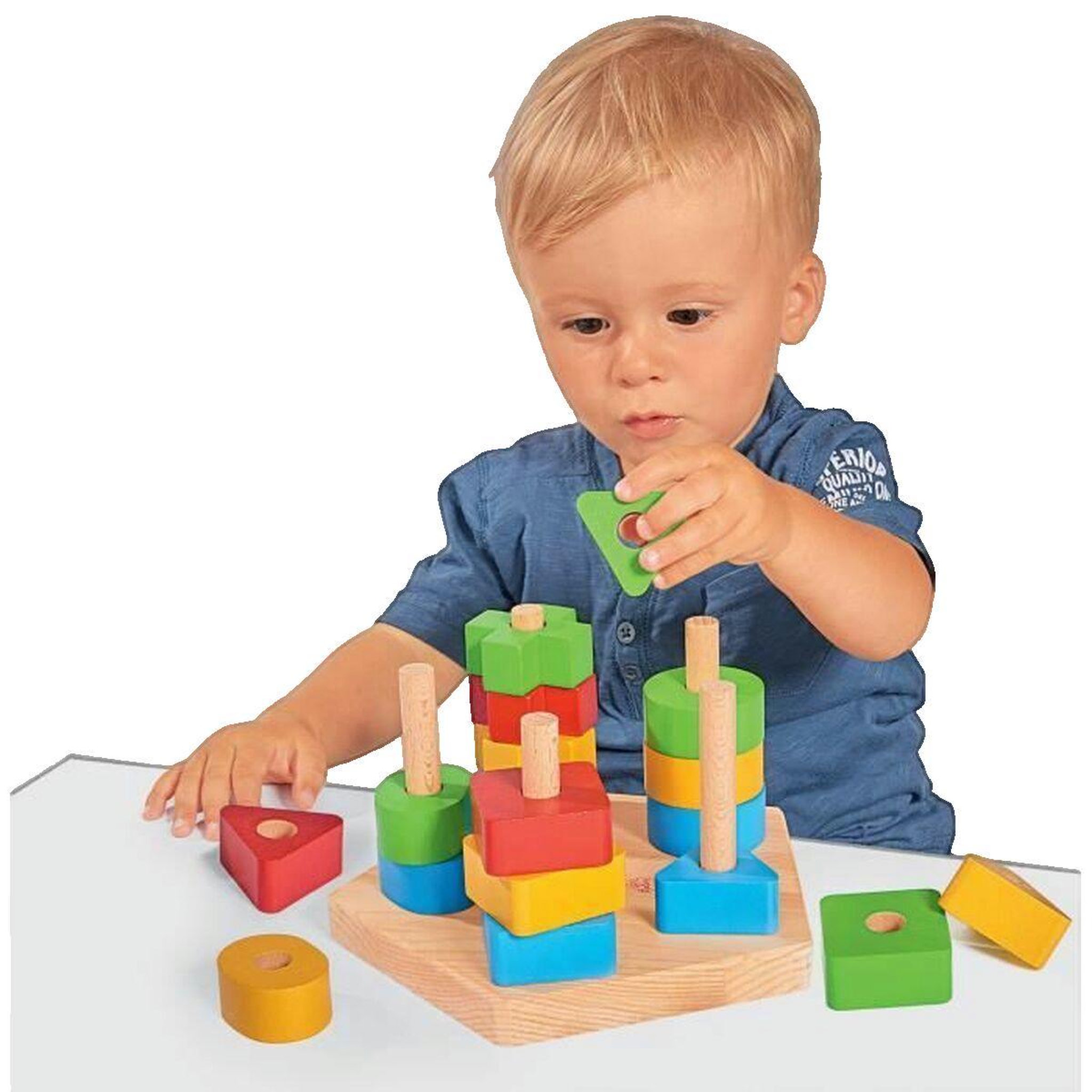 Juratoys - Janod Jeu de formes à empiler Eichhorn formes géométriques colorées