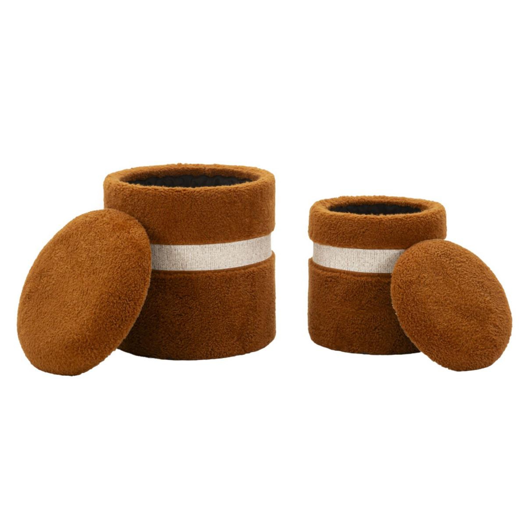 Voir la diapositive 2 : Paris Prix Lot de 2 poufs coffres  saint moritz  47cm marron