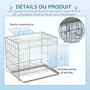 Voir la diapositive 4 : PAWHUT Cage pour chien pliable - plateau excrément coulissant - 2 portes verrouillable, poignée - dim. 61L x 43l x 50H cm - fer galvanisé PP blanc