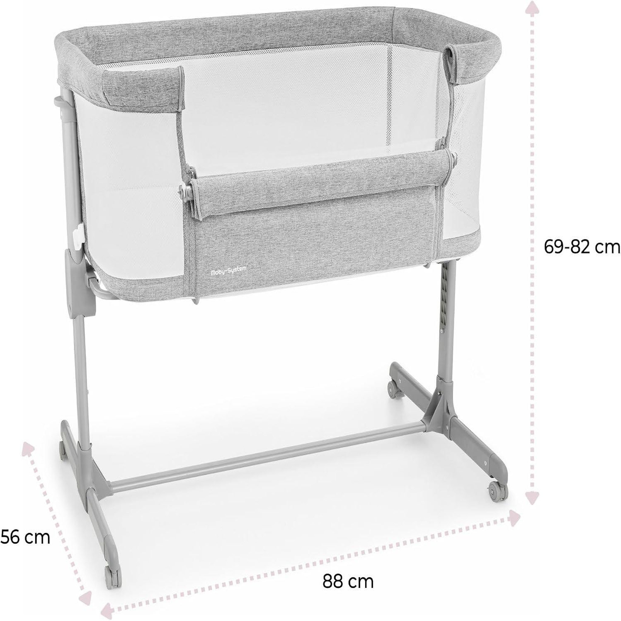 Voir la diapositive 4 : MOBY SYSTEM Lit bébé Cododo 3 en 1, Lit Parapluie Pliable 9 kg, Réglage 7 Niveaux, 4 Roues, Paroi Amovible