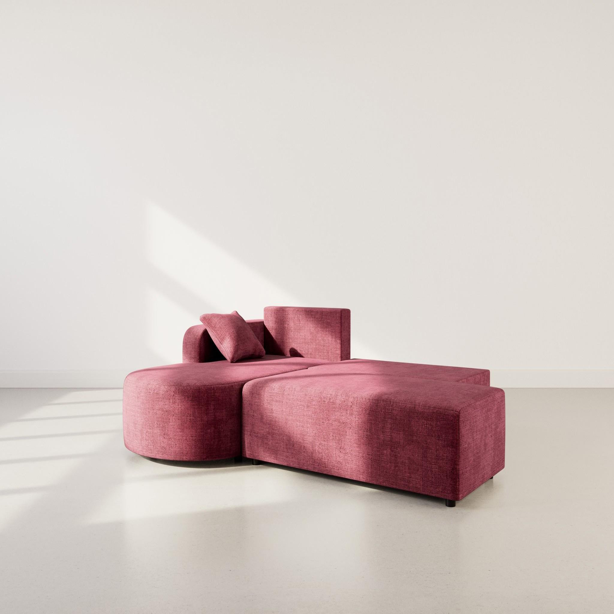 Voir la diapositive 2 : BEST MOBILIER Miro - canapé d'angle gauche 4 places convertible avec coffre en velours texturé